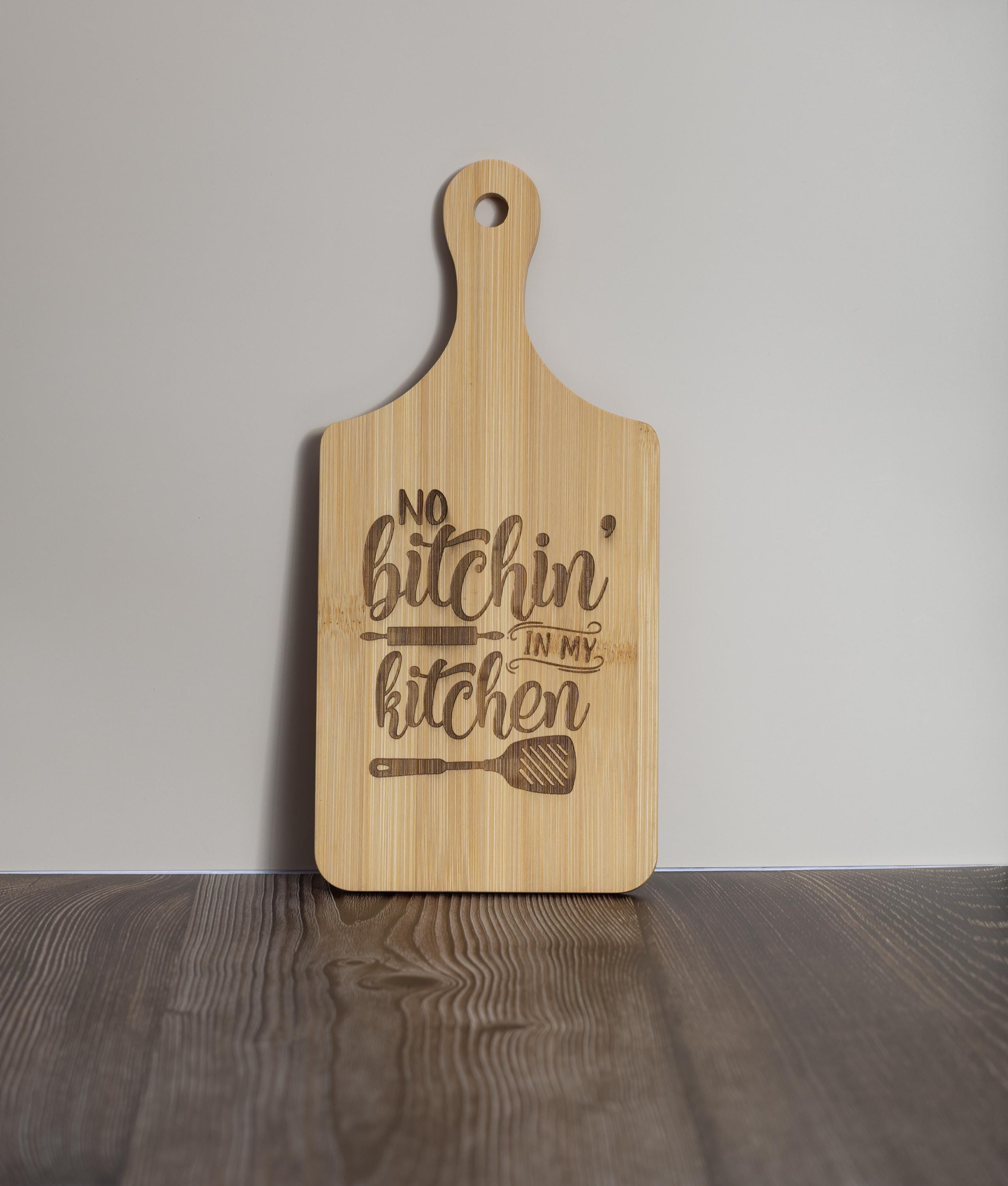 Engraved bamboo cutting board: funny kitchen decor (5x11)