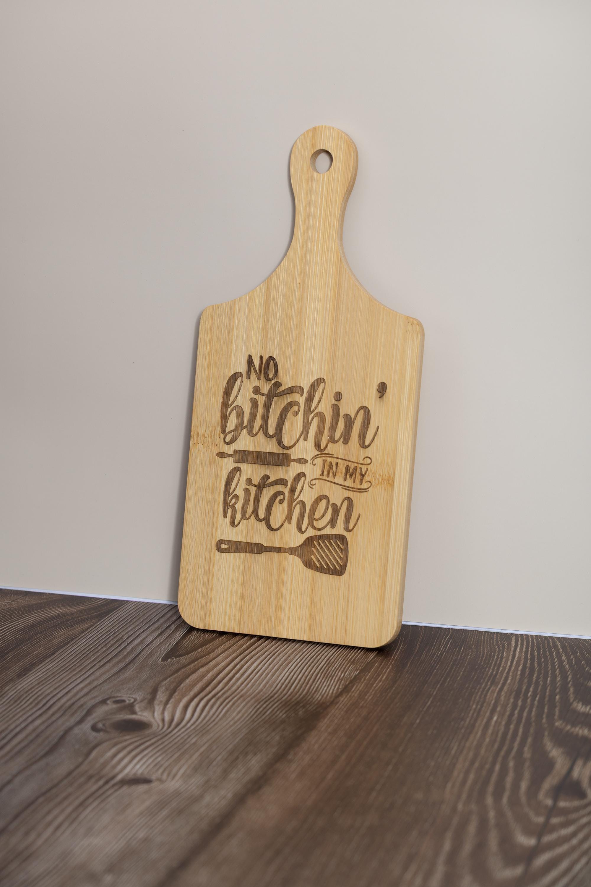 Engraved bamboo cutting board: funny kitchen decor (5x11)