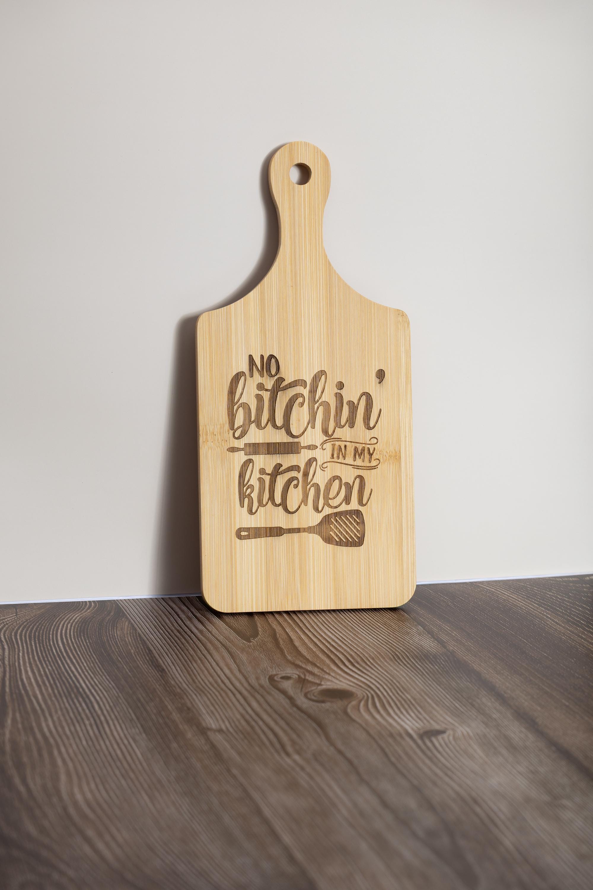 Engraved bamboo cutting board: funny kitchen decor (5x11)