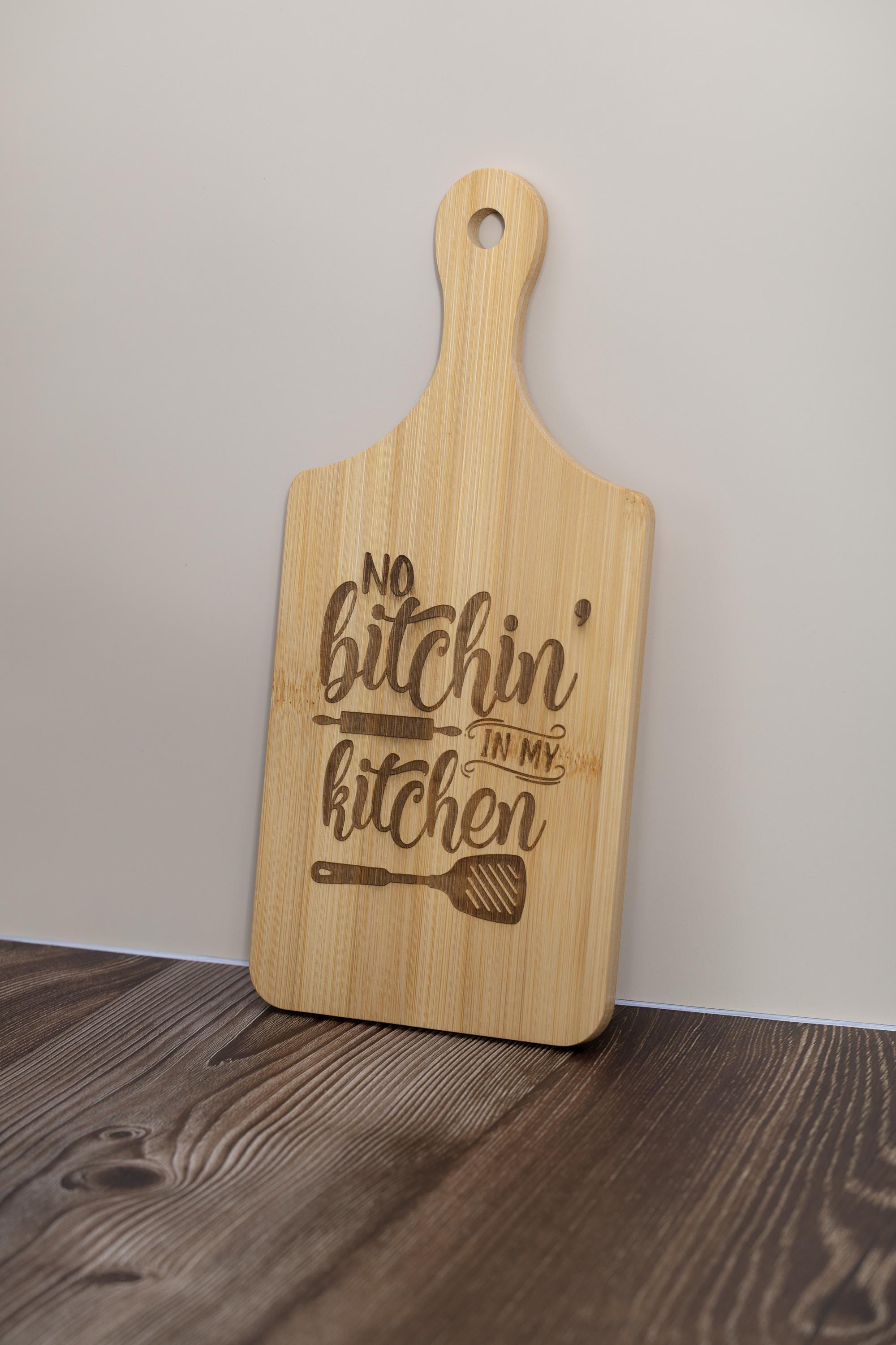 Engraved bamboo cutting board: funny kitchen decor (5x11)
