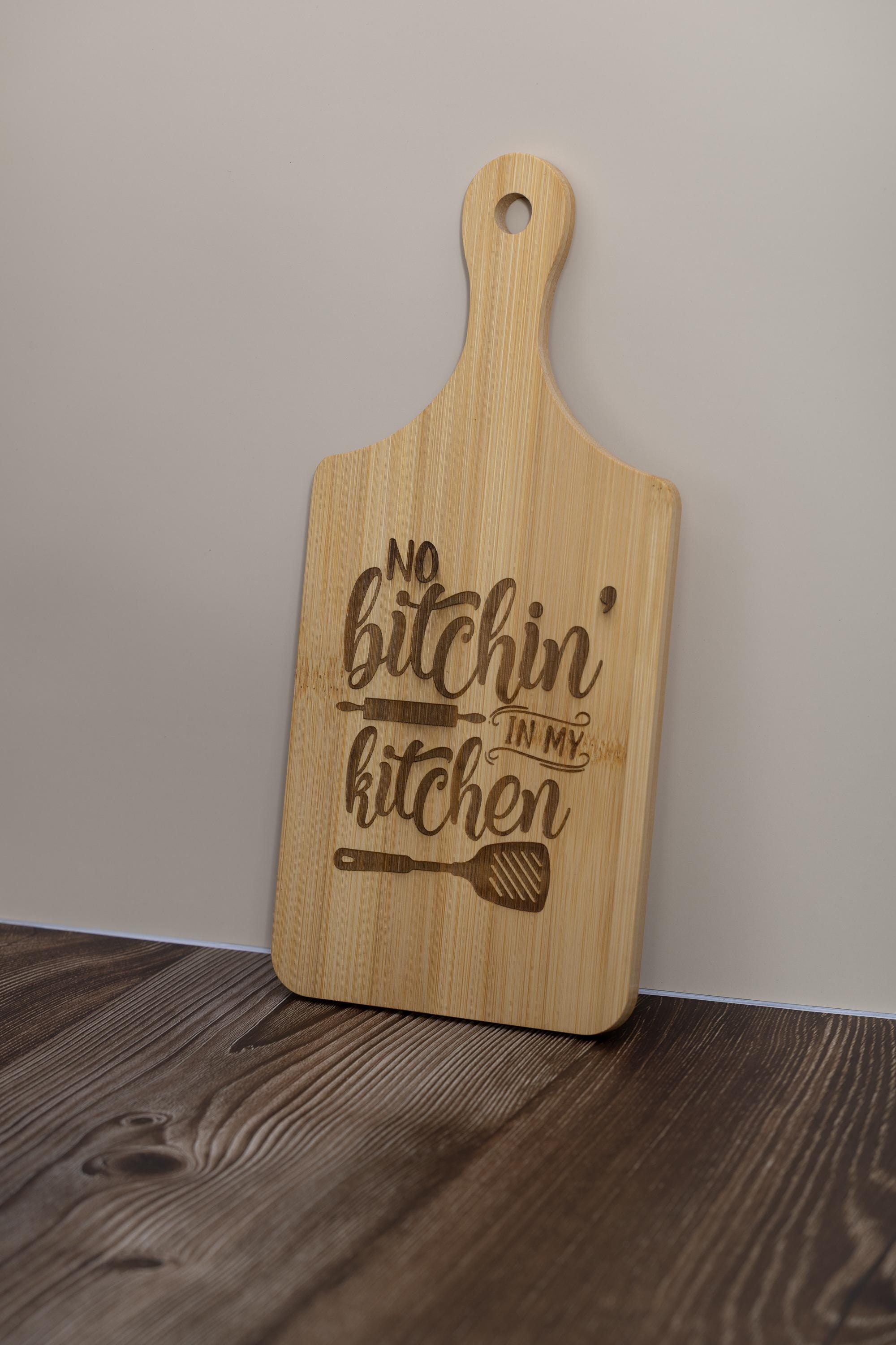 Engraved bamboo cutting board: funny kitchen decor (5x11)