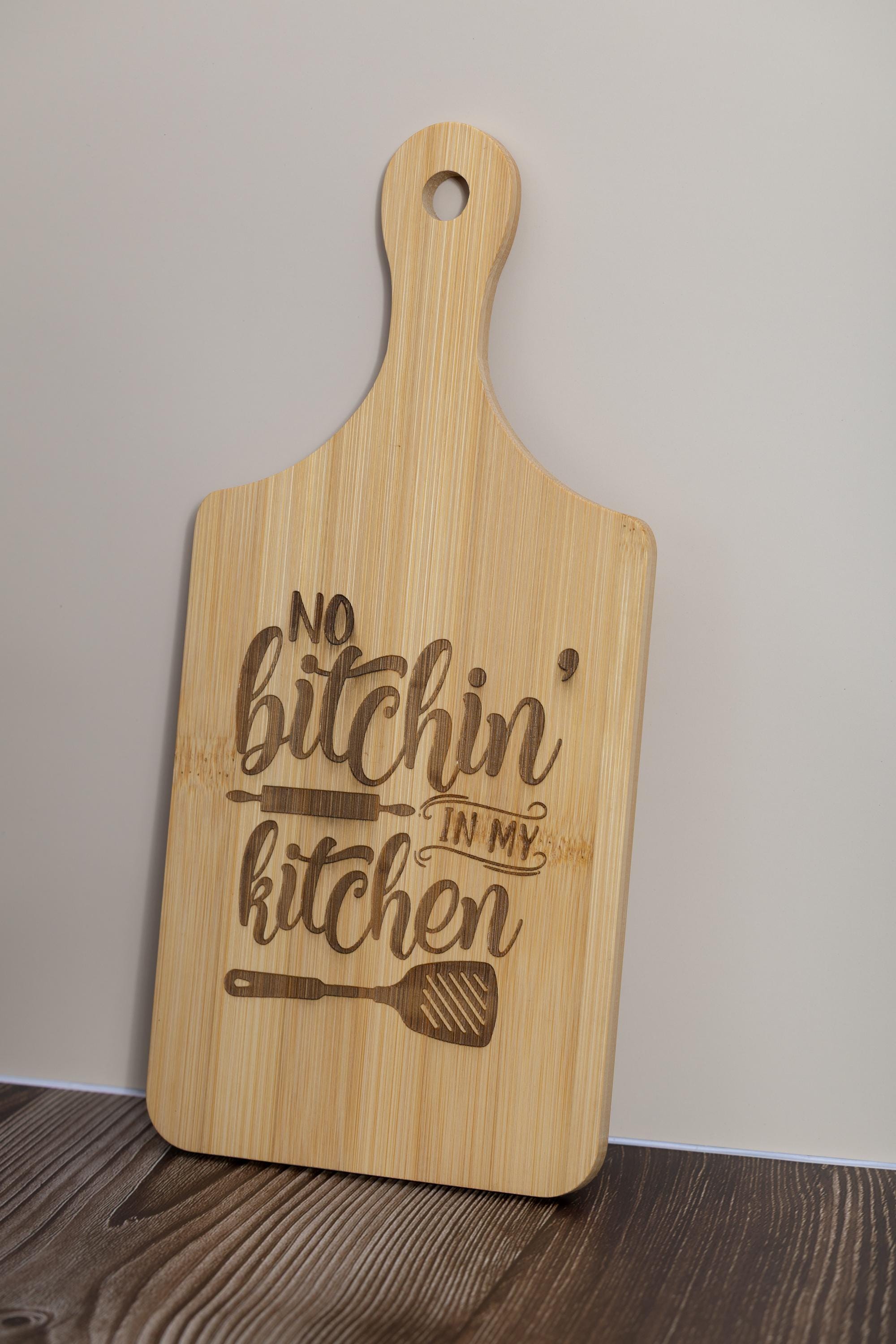 Engraved bamboo cutting board: funny kitchen decor (5x11)