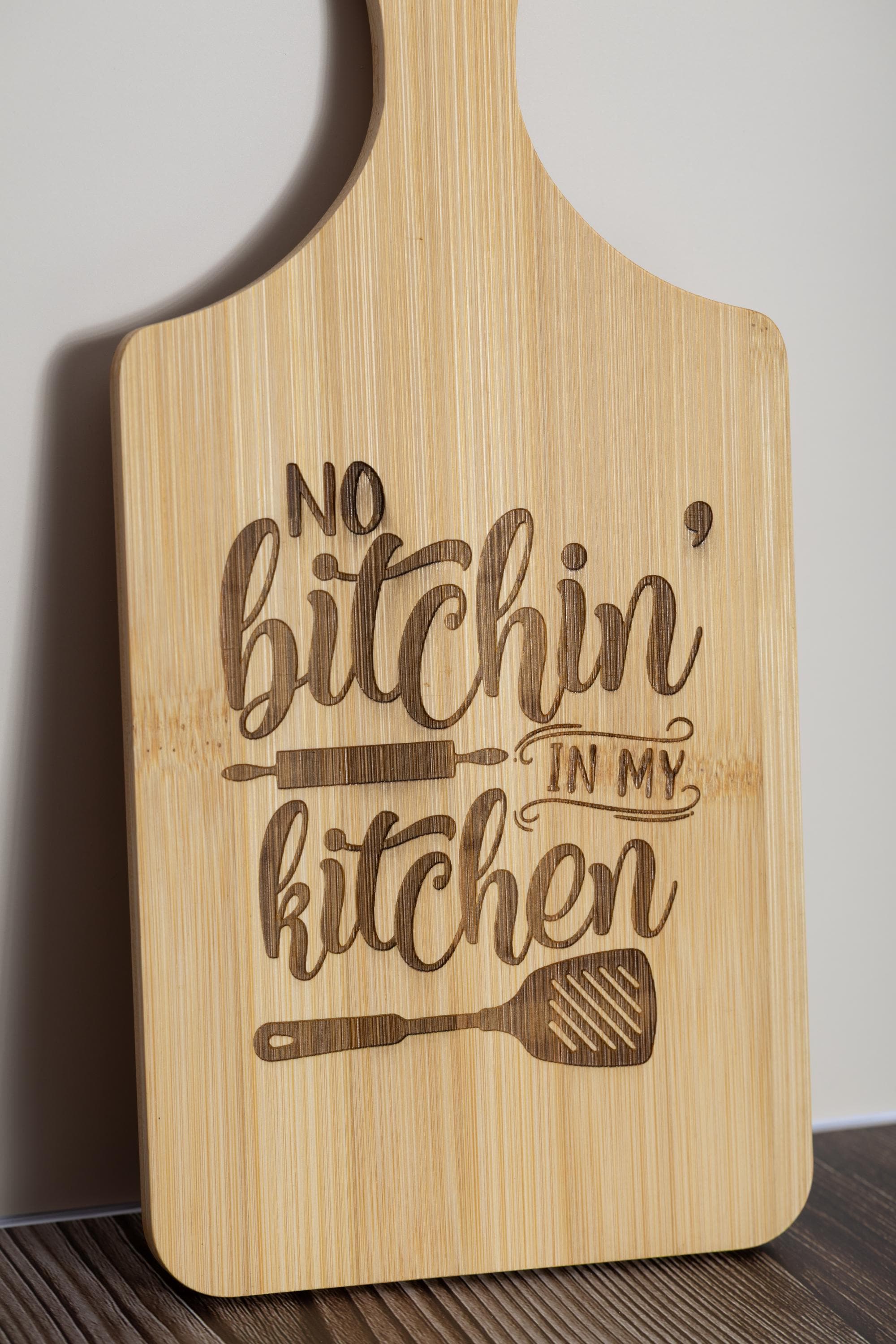 Engraved bamboo cutting board: funny kitchen decor (5x11)
