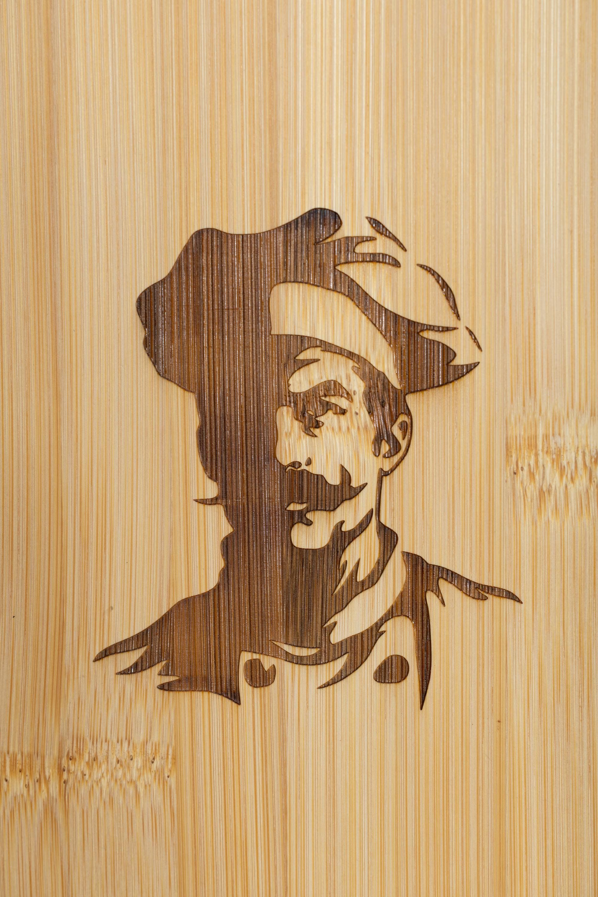 Chef bamboo cutting board: laser engraved kitchen prep & serving board