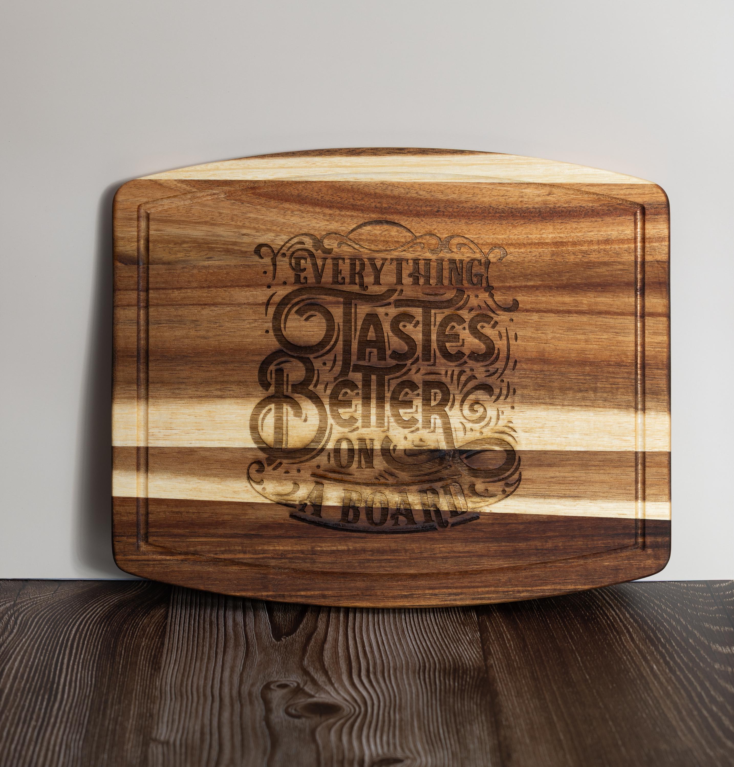 Funny acacia wood charcuterie board: laser engraved cheese & snack board