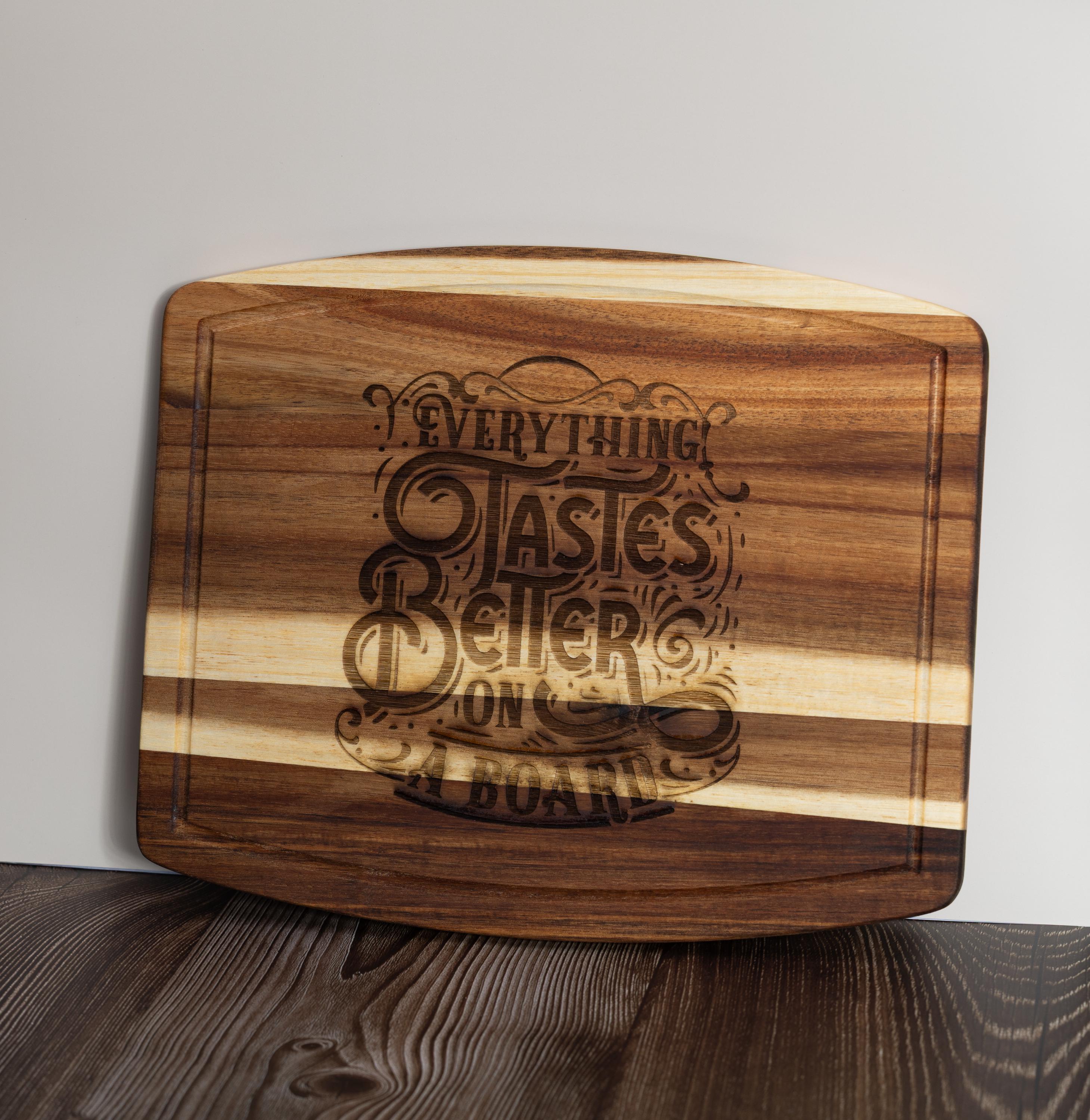 Funny acacia wood charcuterie board: laser engraved cheese & snack board