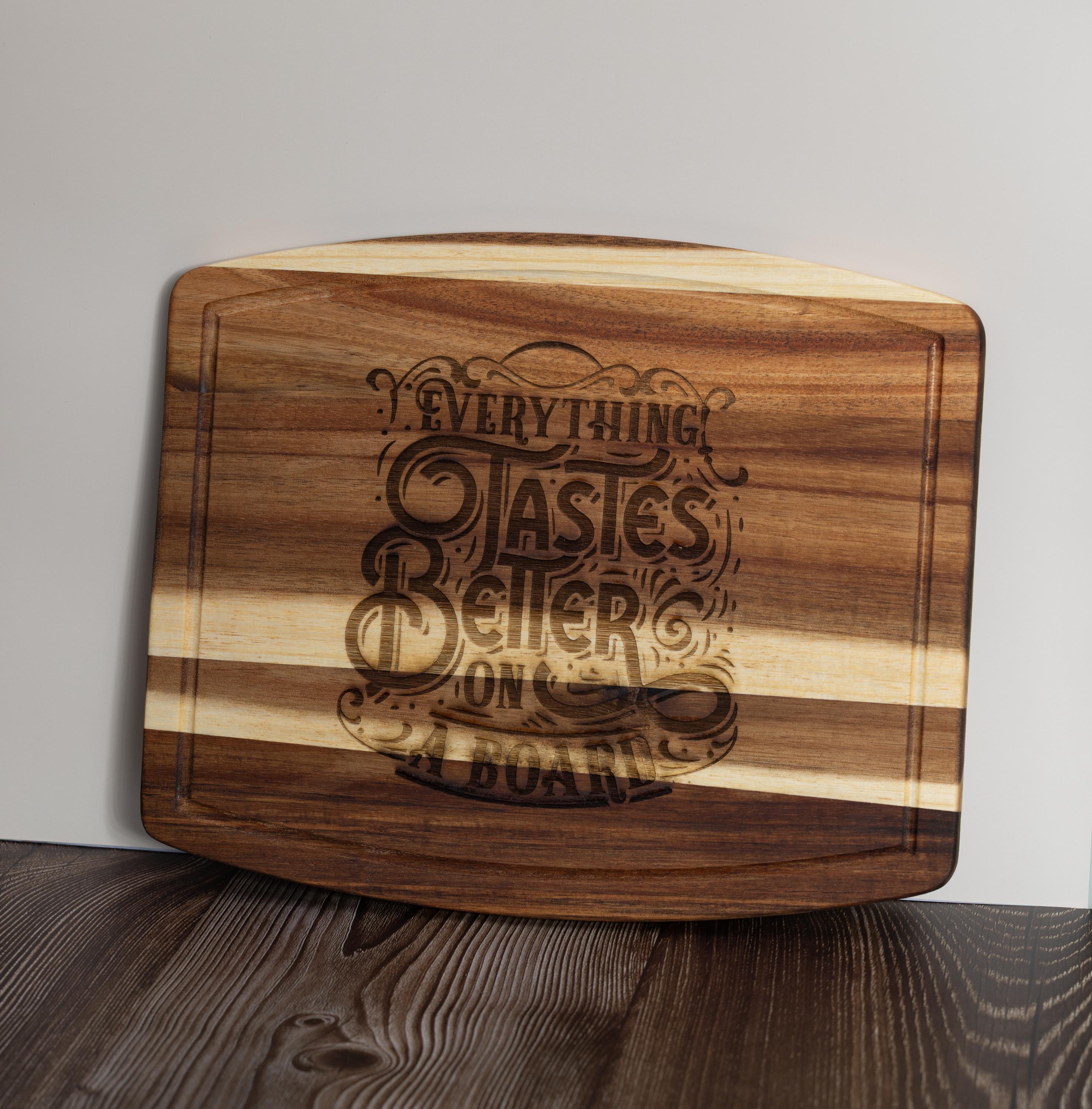 Funny acacia wood charcuterie board: laser engraved cheese & snack board
