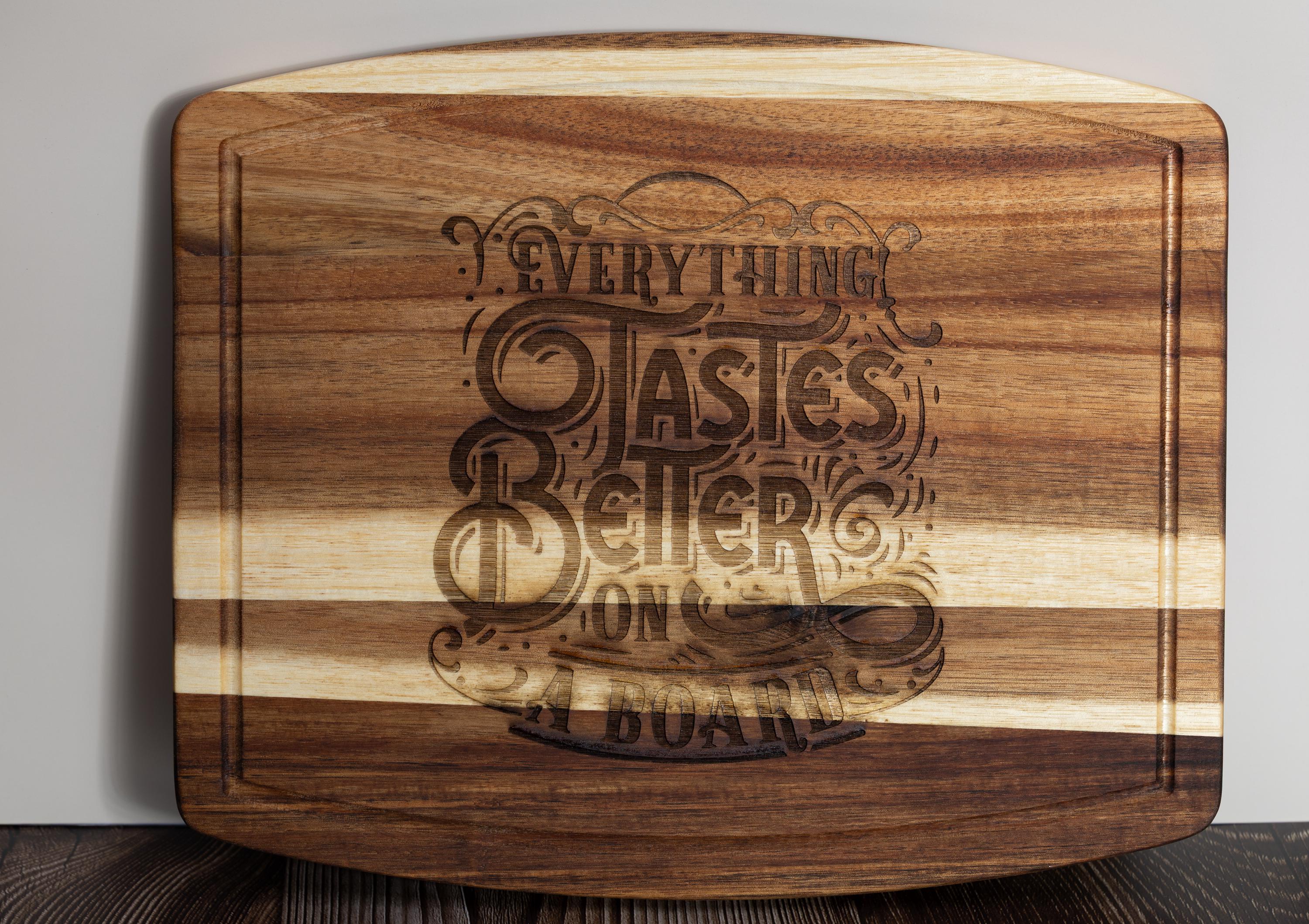 Funny acacia wood charcuterie board: laser engraved cheese & snack board