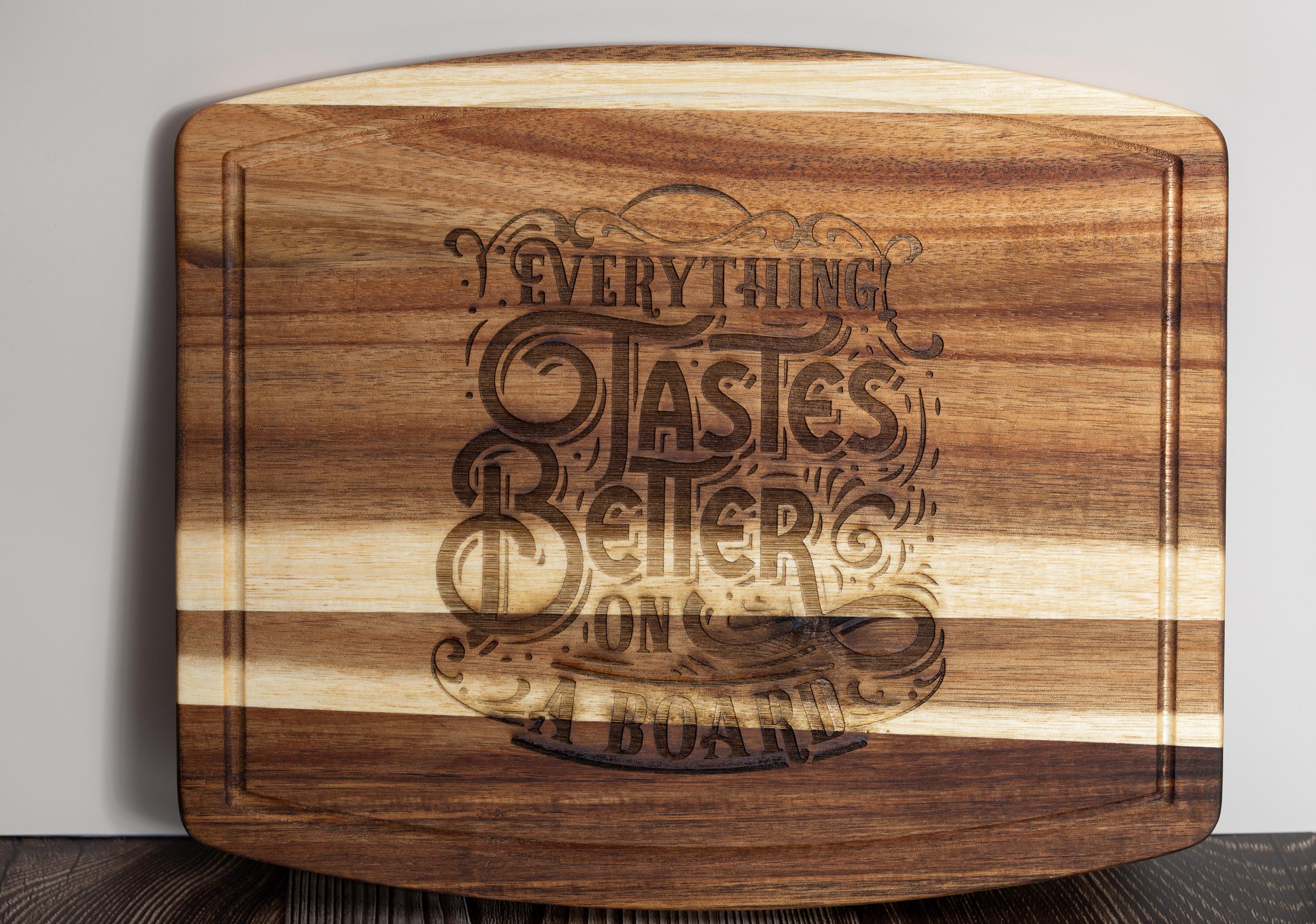 Funny acacia wood charcuterie board: laser engraved cheese & snack board