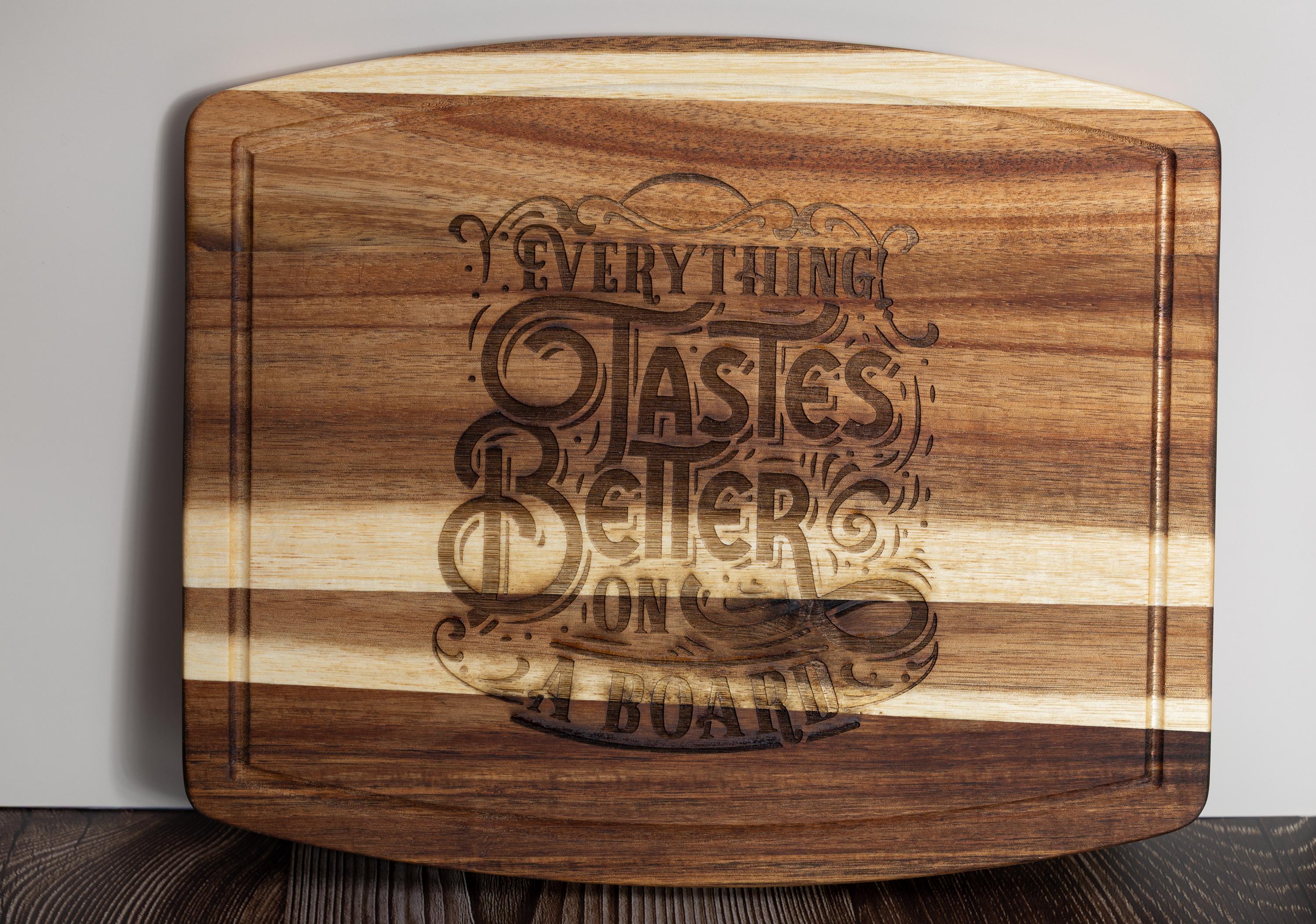 Funny acacia wood charcuterie board: laser engraved cheese & snack board