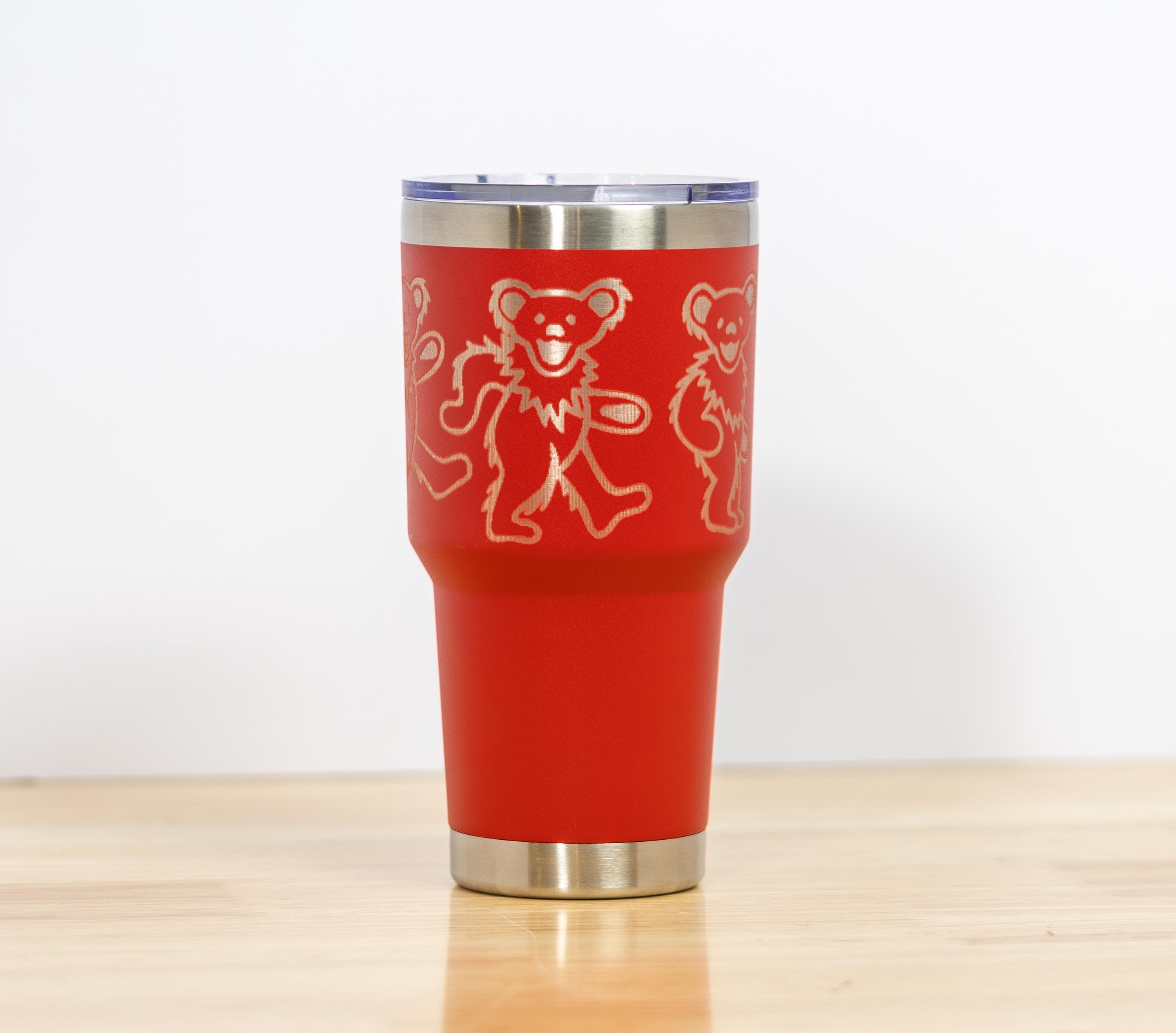 Grateful dead dancing bears 30oz laser engraved stainless steel tumbler with lid | custom color insulated cup