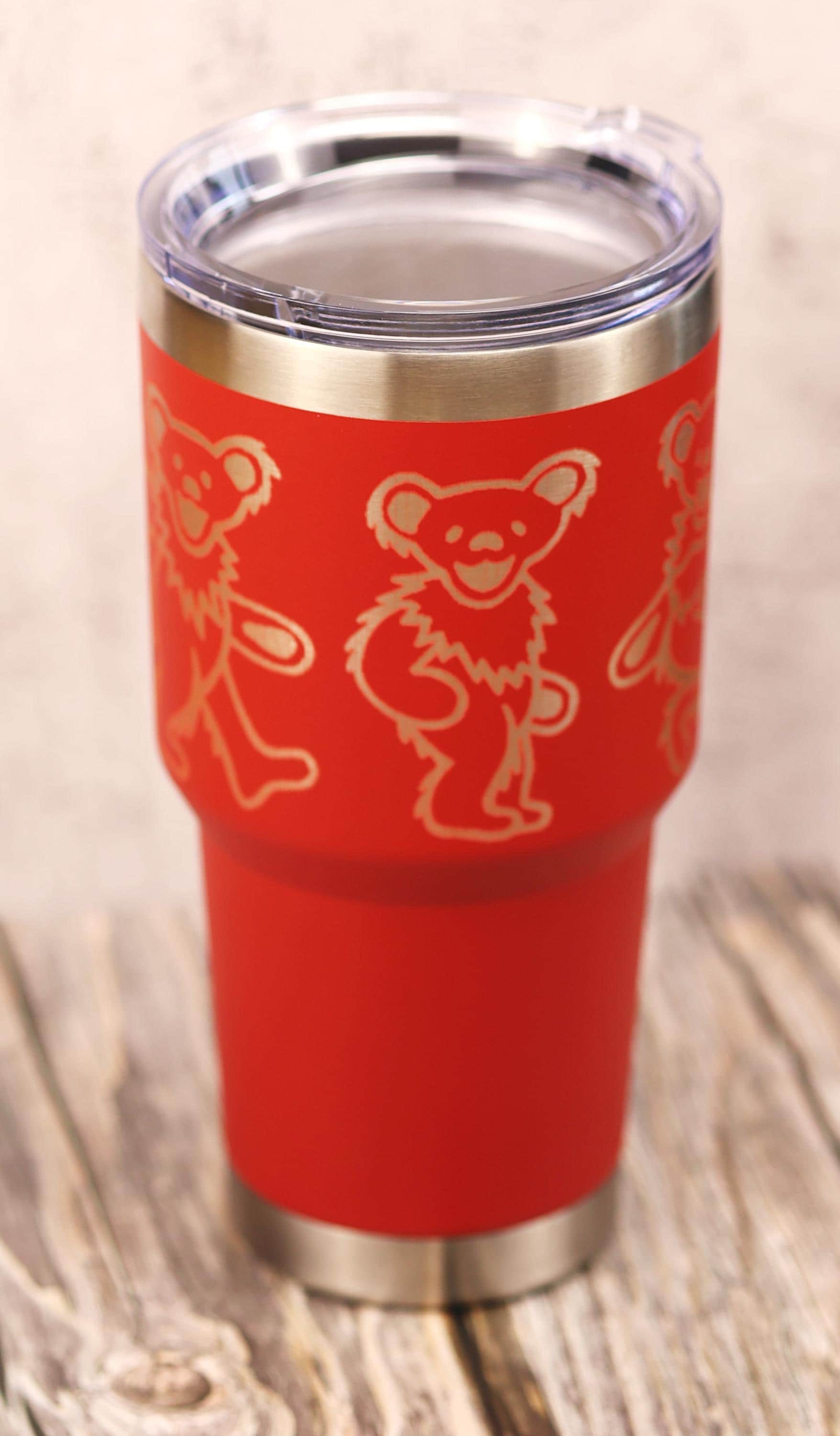 Grateful dead dancing bears 30oz laser engraved stainless steel tumbler with lid | custom color insulated cup