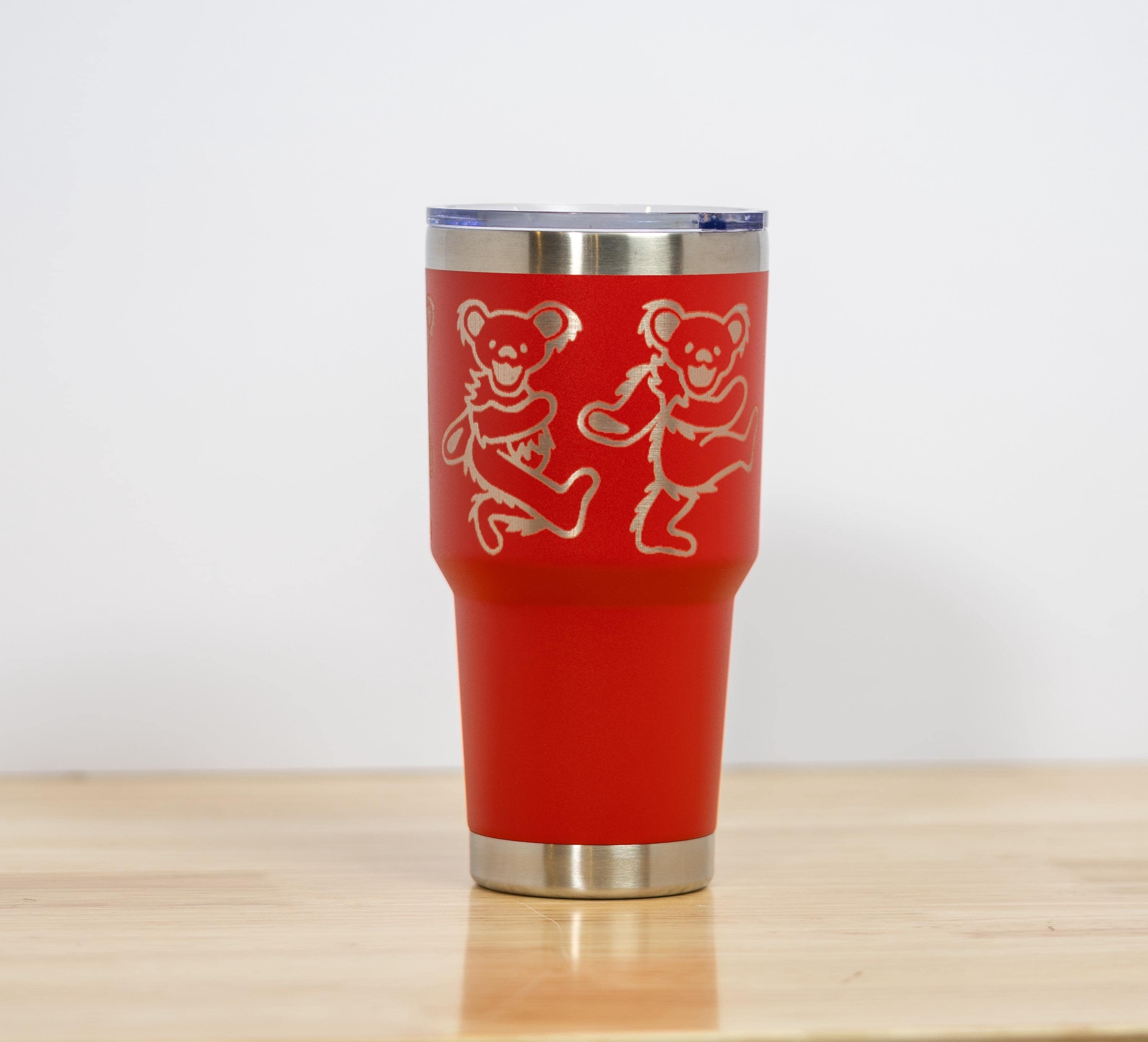 Grateful dead dancing bears 30oz laser engraved stainless steel tumbler with lid | custom color insulated cup