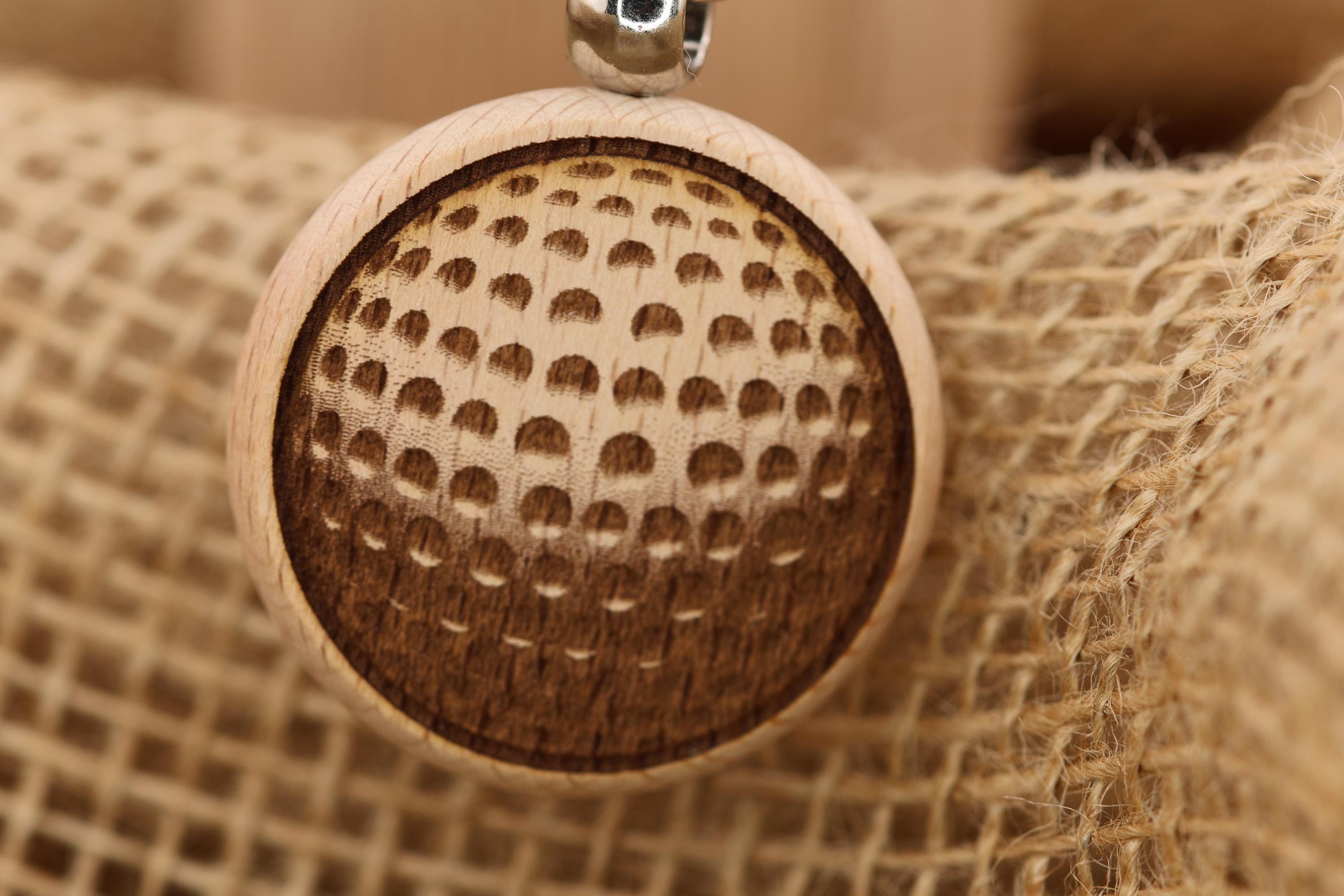 Laser engraved hardwood golf ball keychain / bag charm - golfer gift