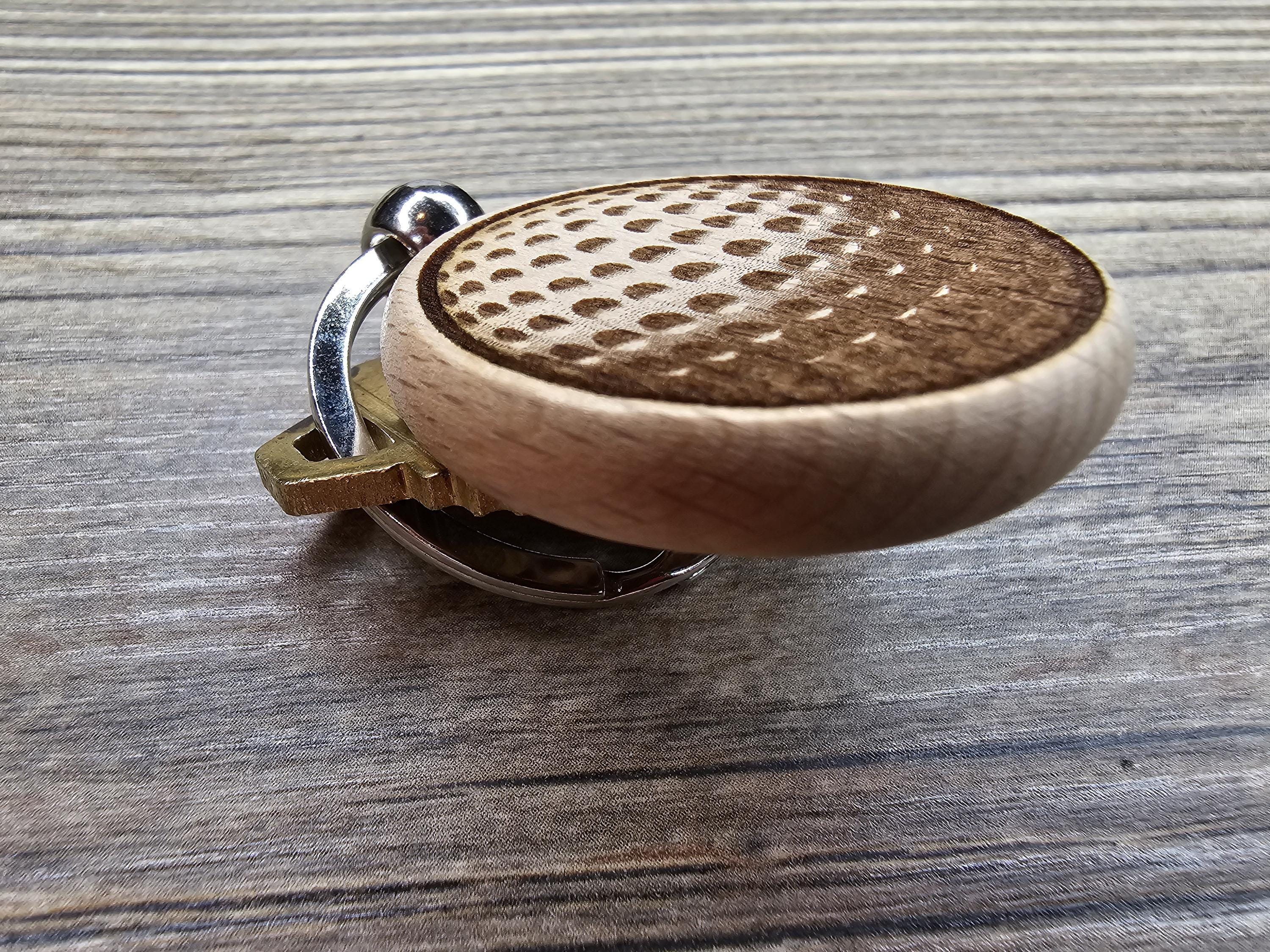 Laser engraved hardwood golf ball keychain / bag charm - golfer gift