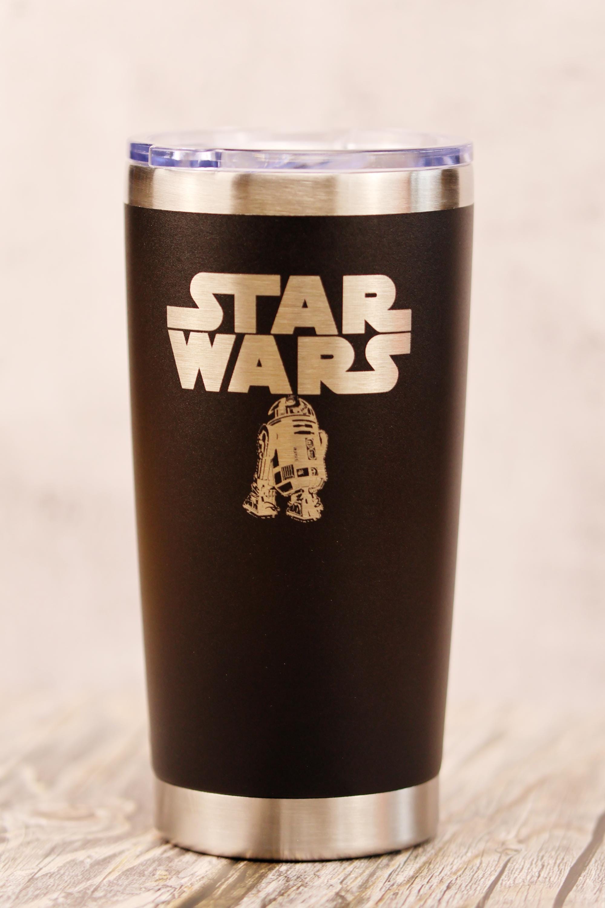 R2-d2 star wars tumbler: laser engraved stainless steel travel cup