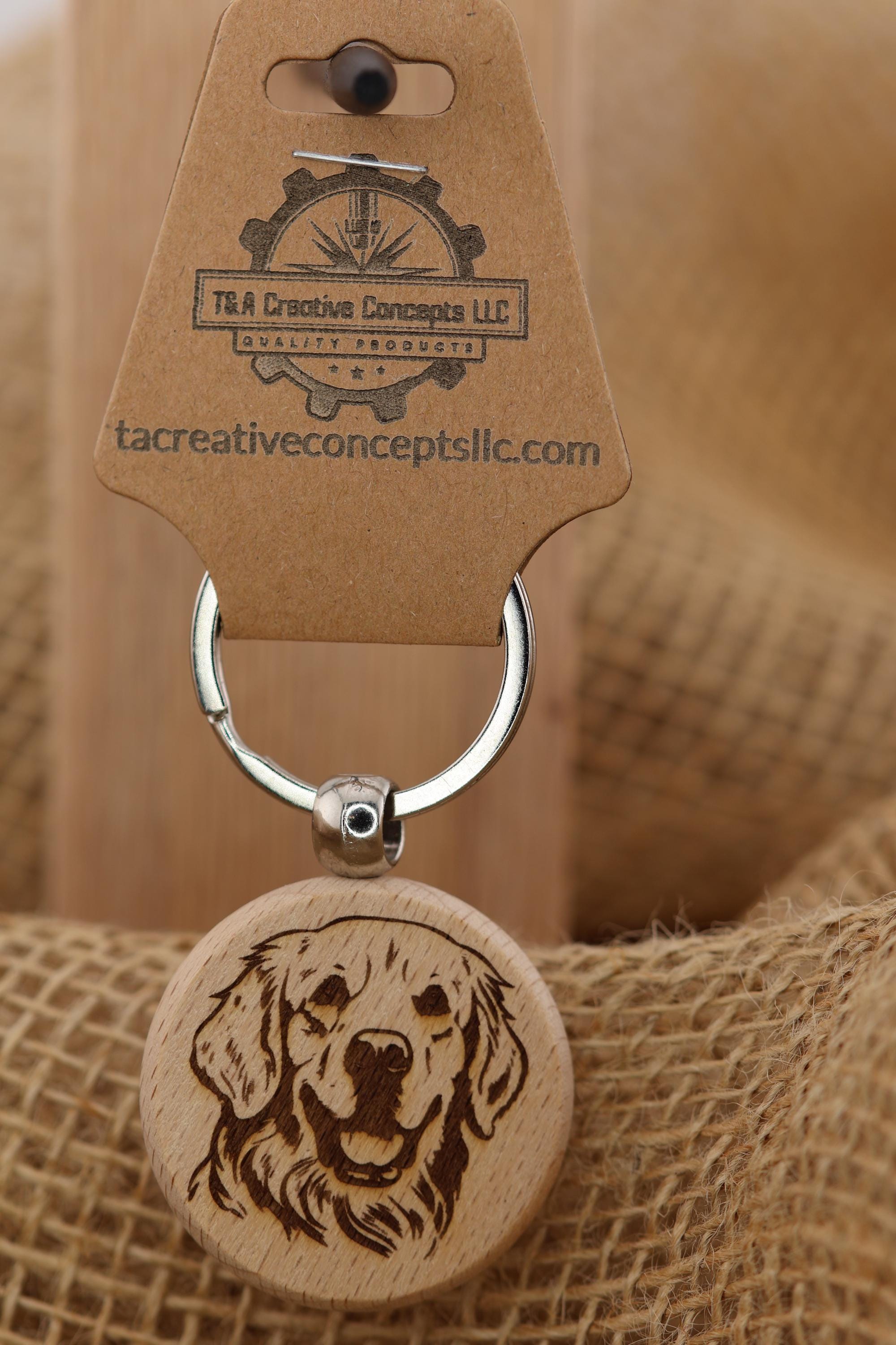 Laser engraved Golden Retriever keychain / Bag Charm: hardwood dog lover gift