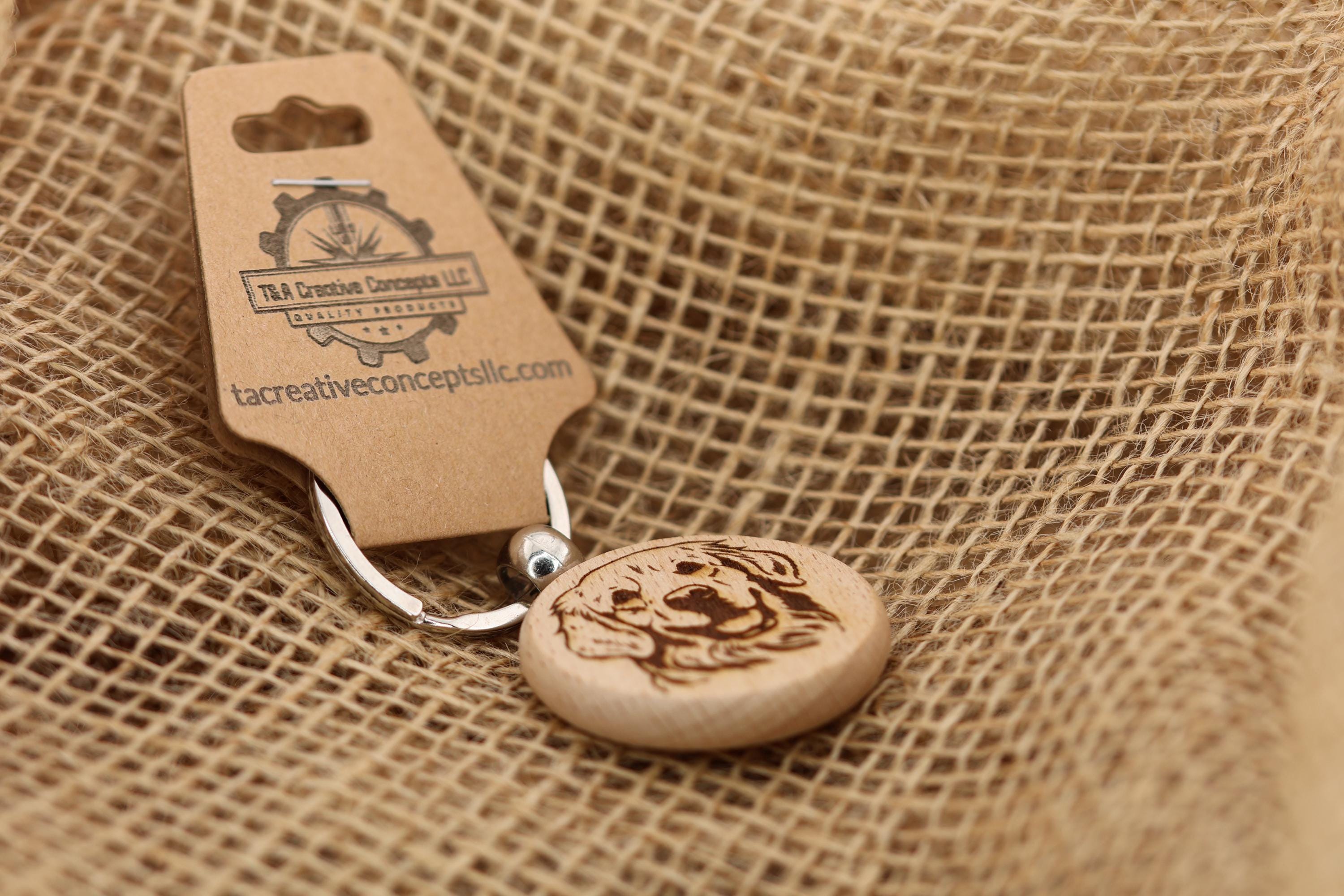 Laser engraved Golden Retriever keychain / Bag Charm: hardwood dog lover gift