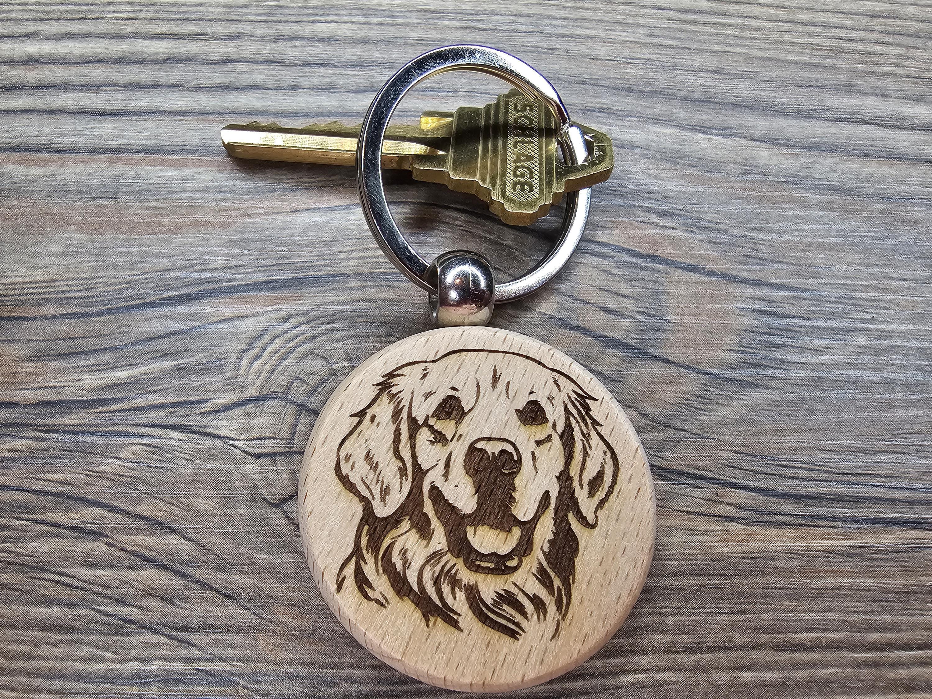 Laser engraved Golden Retriever keychain / Bag Charm: hardwood dog lover gift