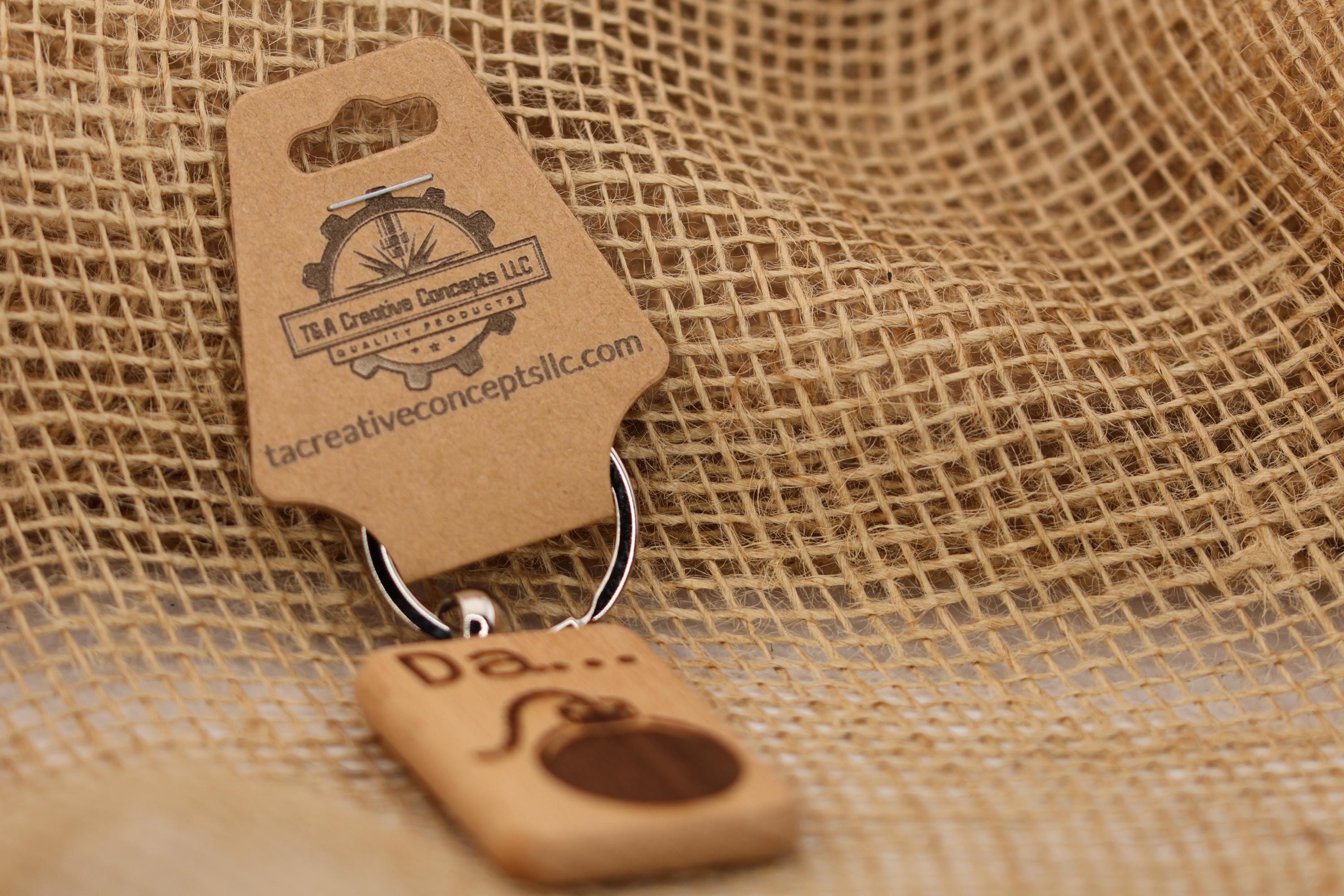 Laser engraved wood "da bomb" keychain / Bag Charm: funny novelty gift