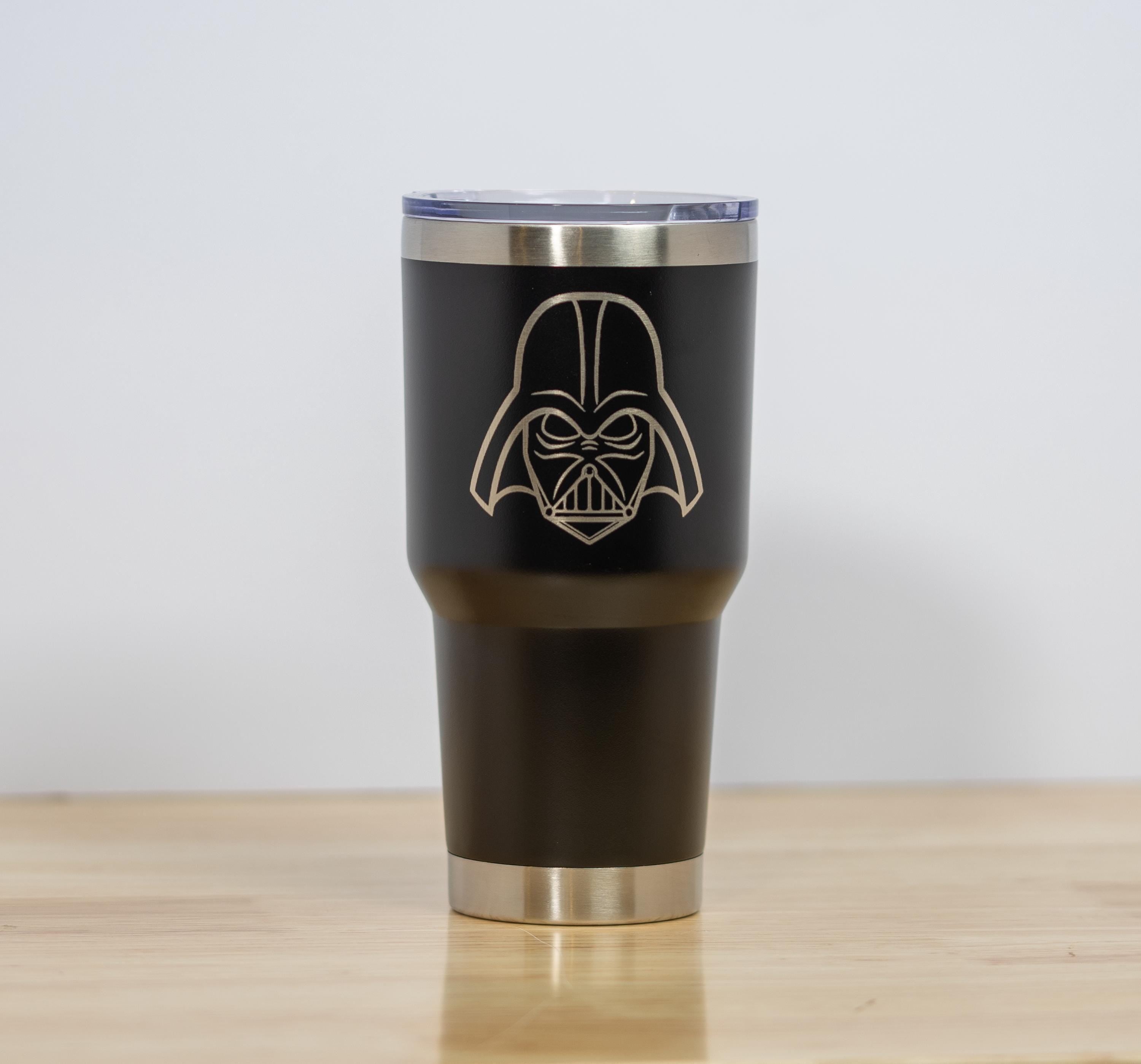 Darth vader tumbler: laser engraved star wars insulated travel cup