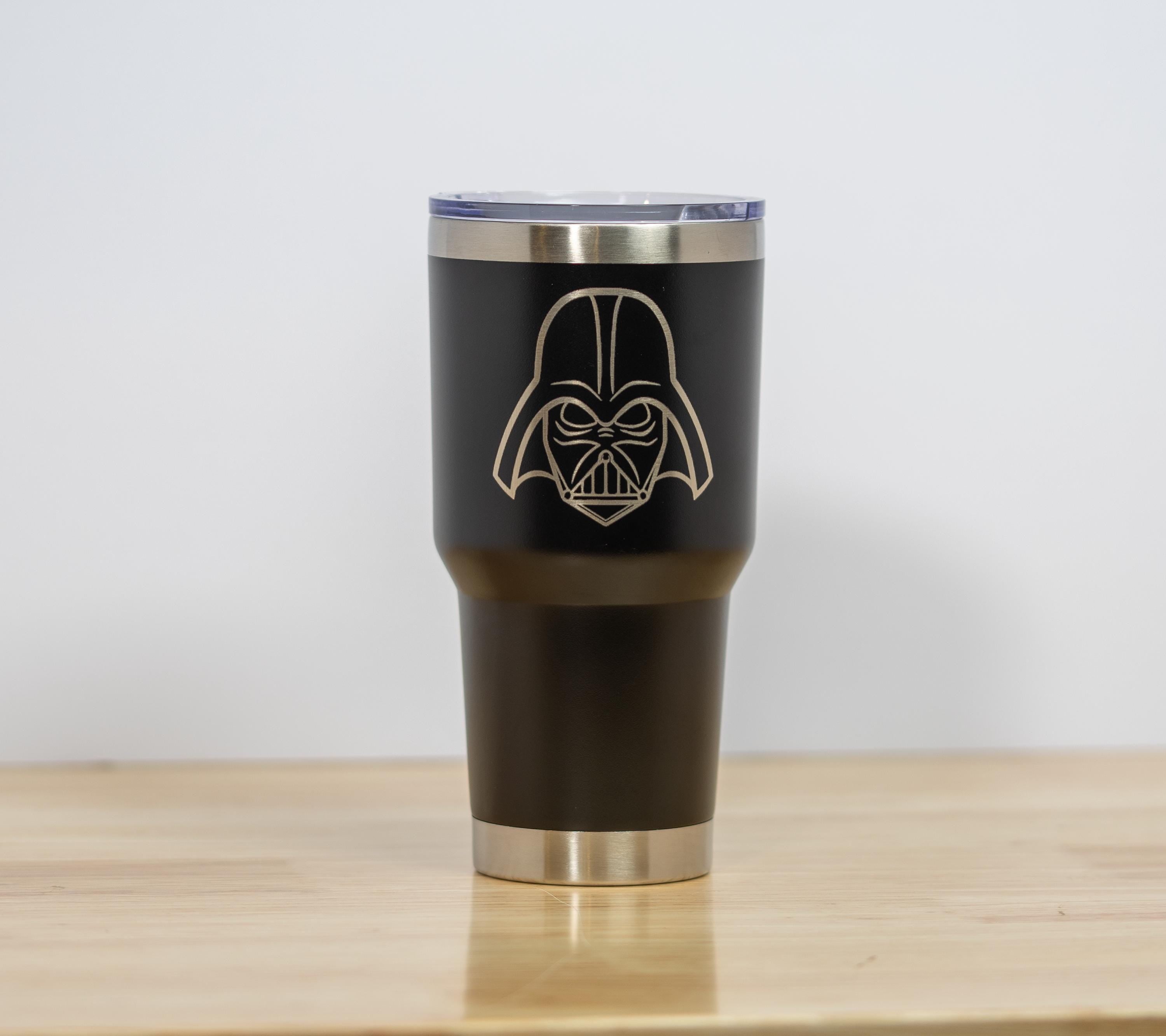 Darth vader tumbler: laser engraved star wars insulated travel cup