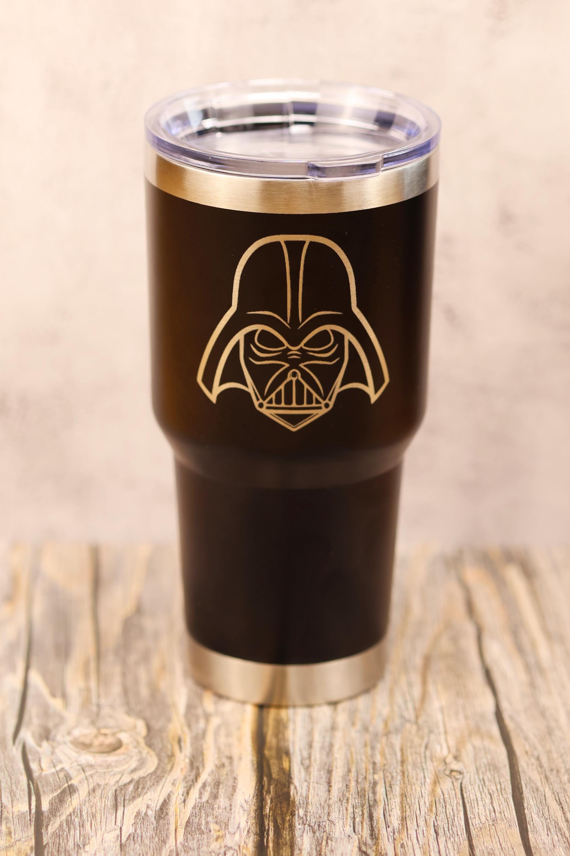 Darth vader tumbler: laser engraved star wars insulated travel cup