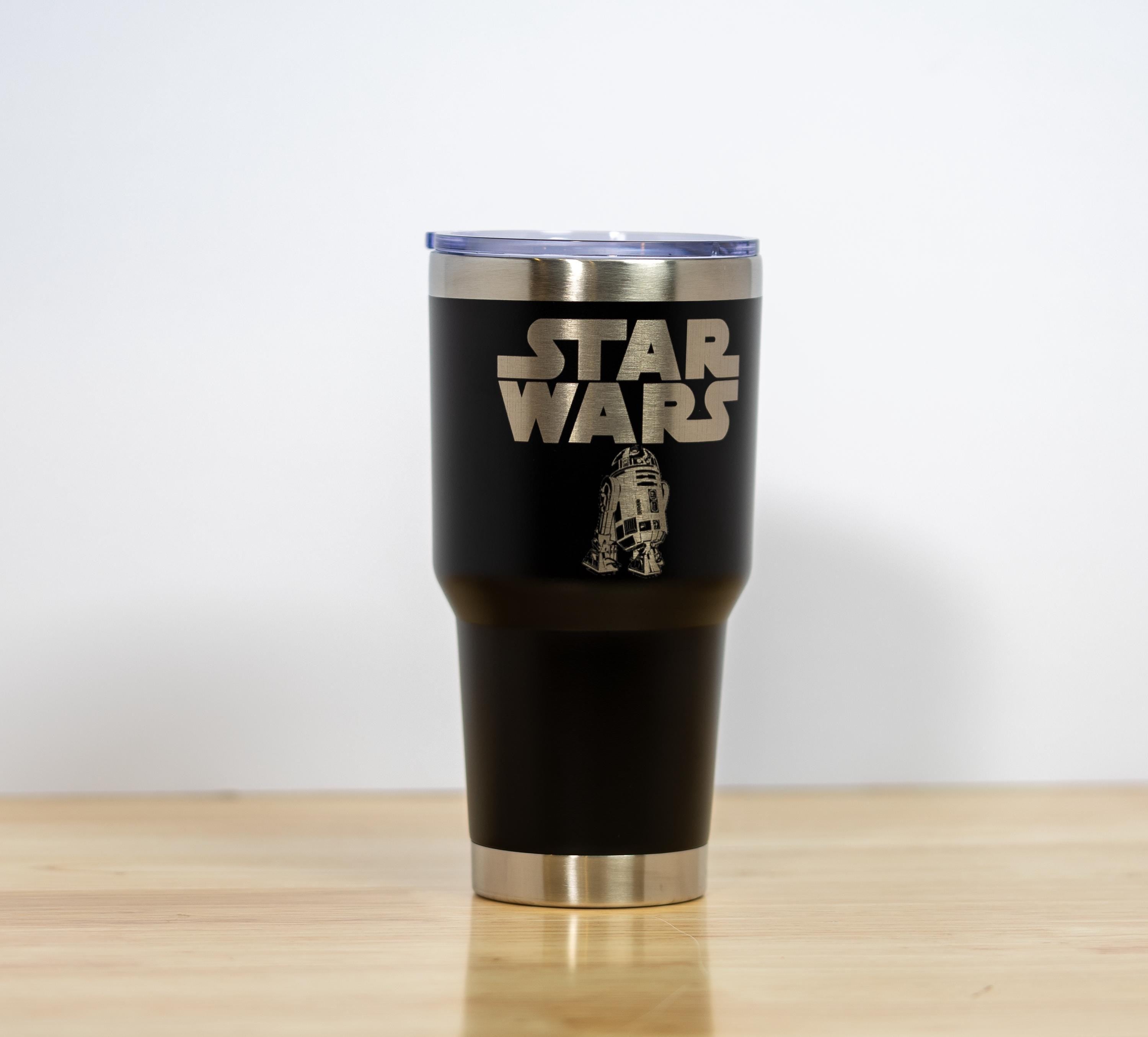 R2-d2 laser engraved stainless steel tumbler: star wars travel cup