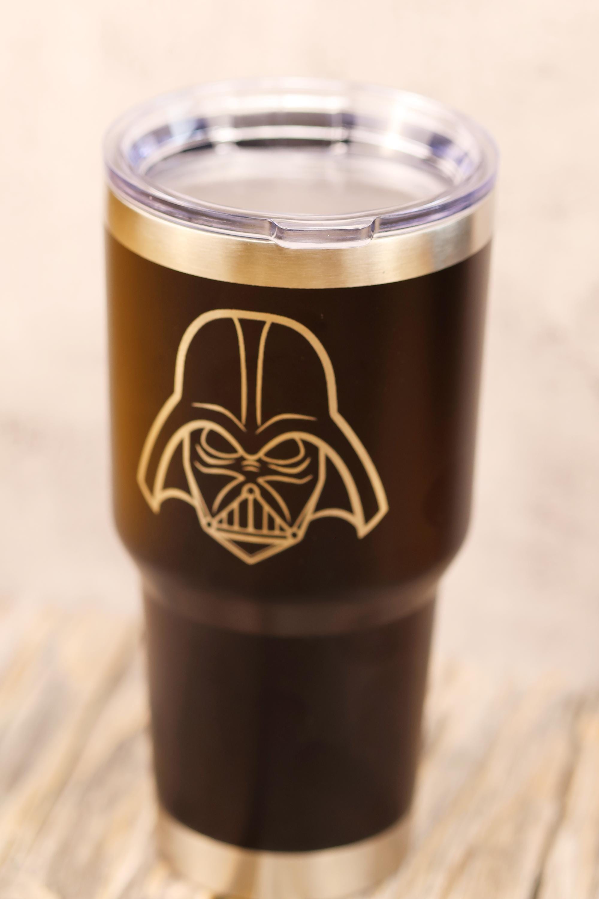 Darth vader tumbler: laser engraved star wars insulated travel cup
