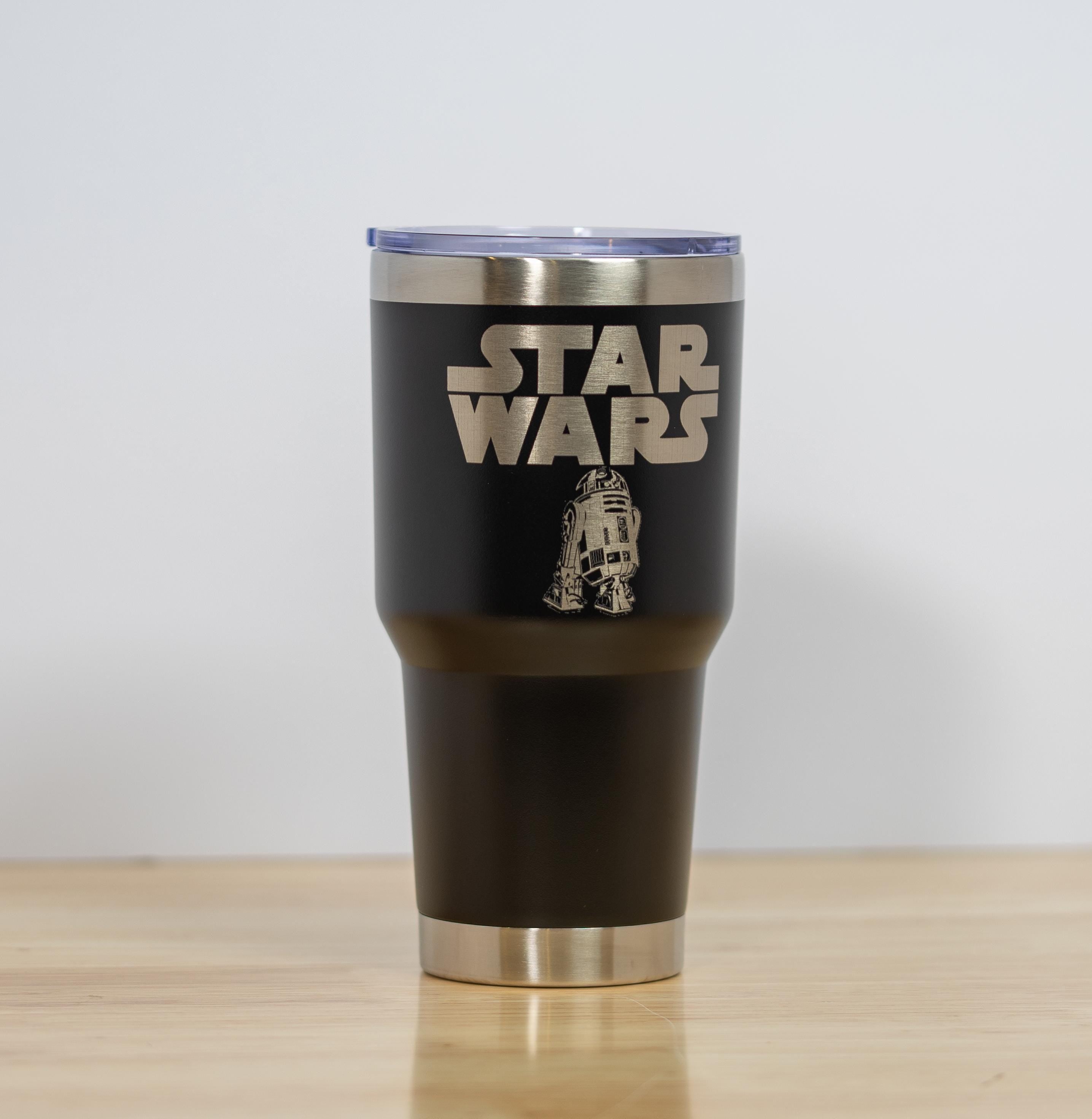 R2-d2 laser engraved stainless steel tumbler: star wars travel cup