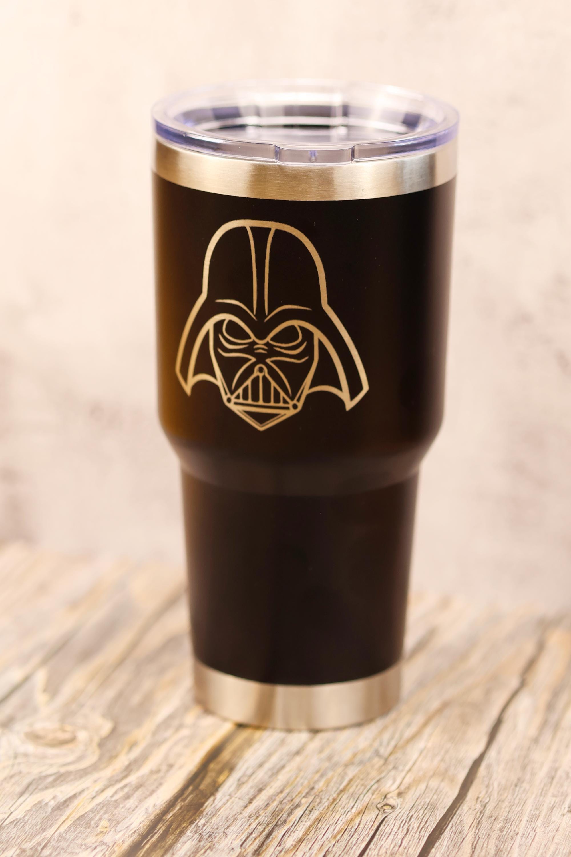 Darth vader tumbler: laser engraved star wars insulated travel cup