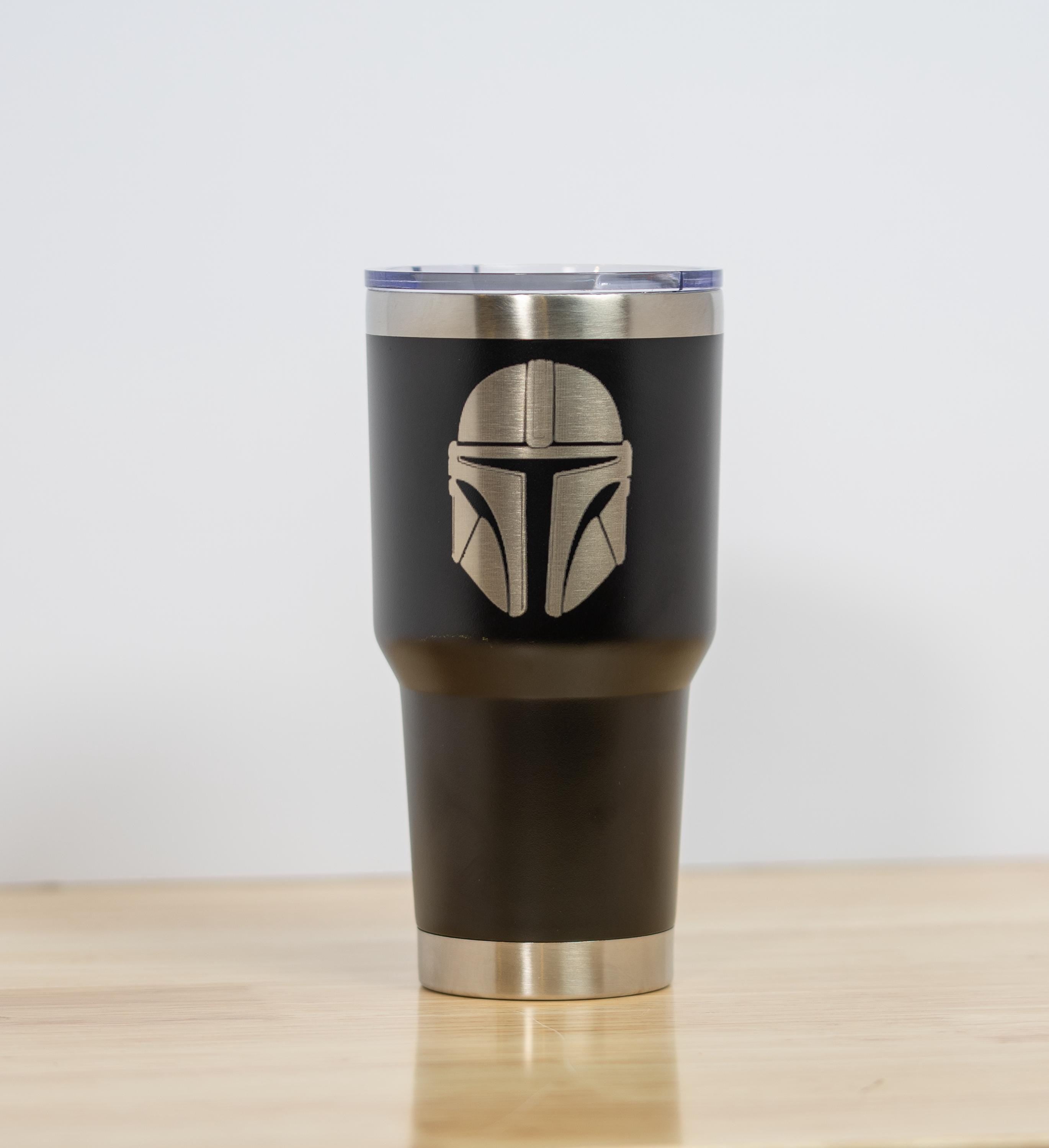 Star wars mandalorian 30oz laser engraved stainless steel tumbler with lid | insulated travel cup | star wars fan gift
