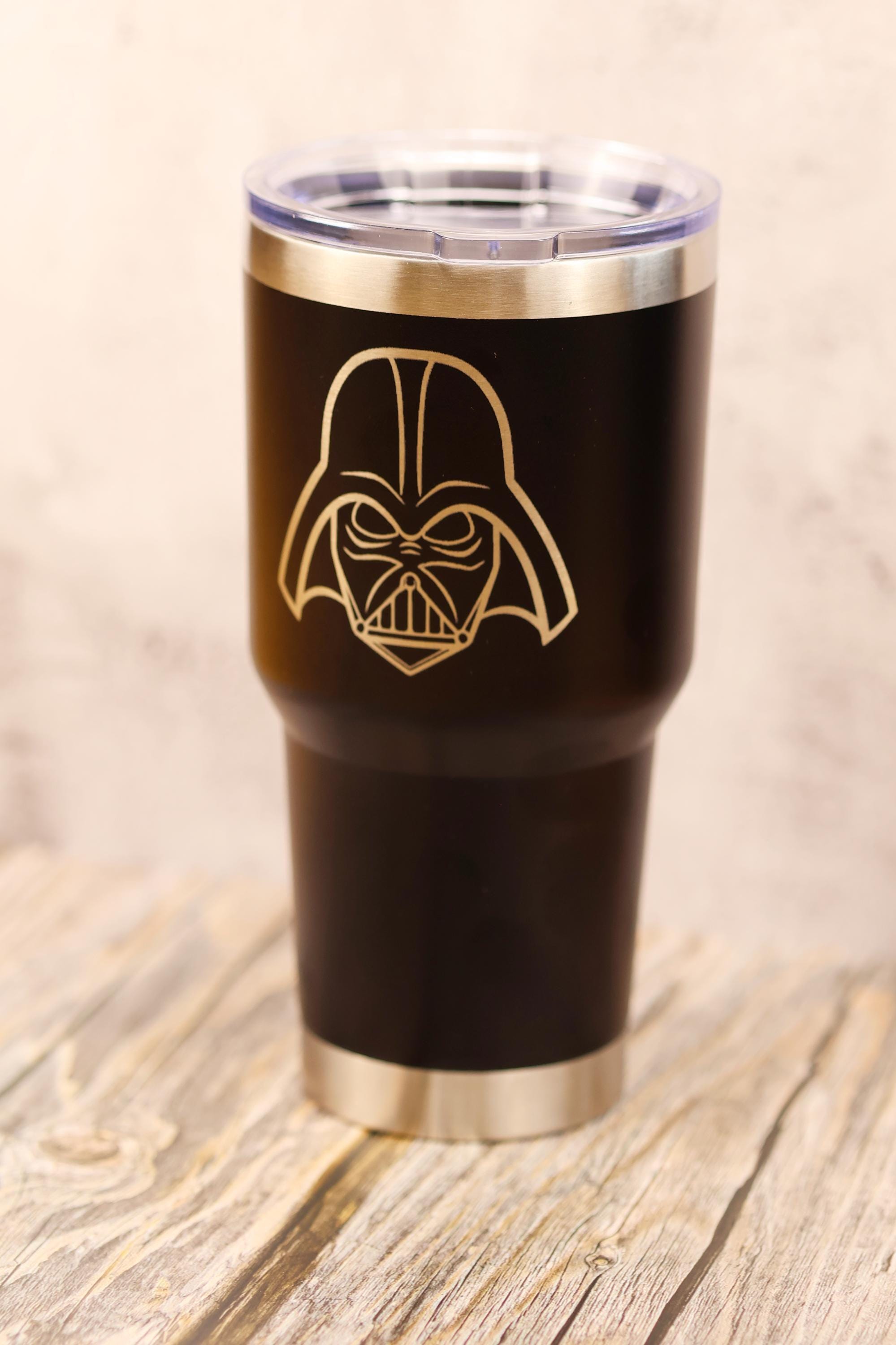Darth vader tumbler: laser engraved star wars insulated travel cup