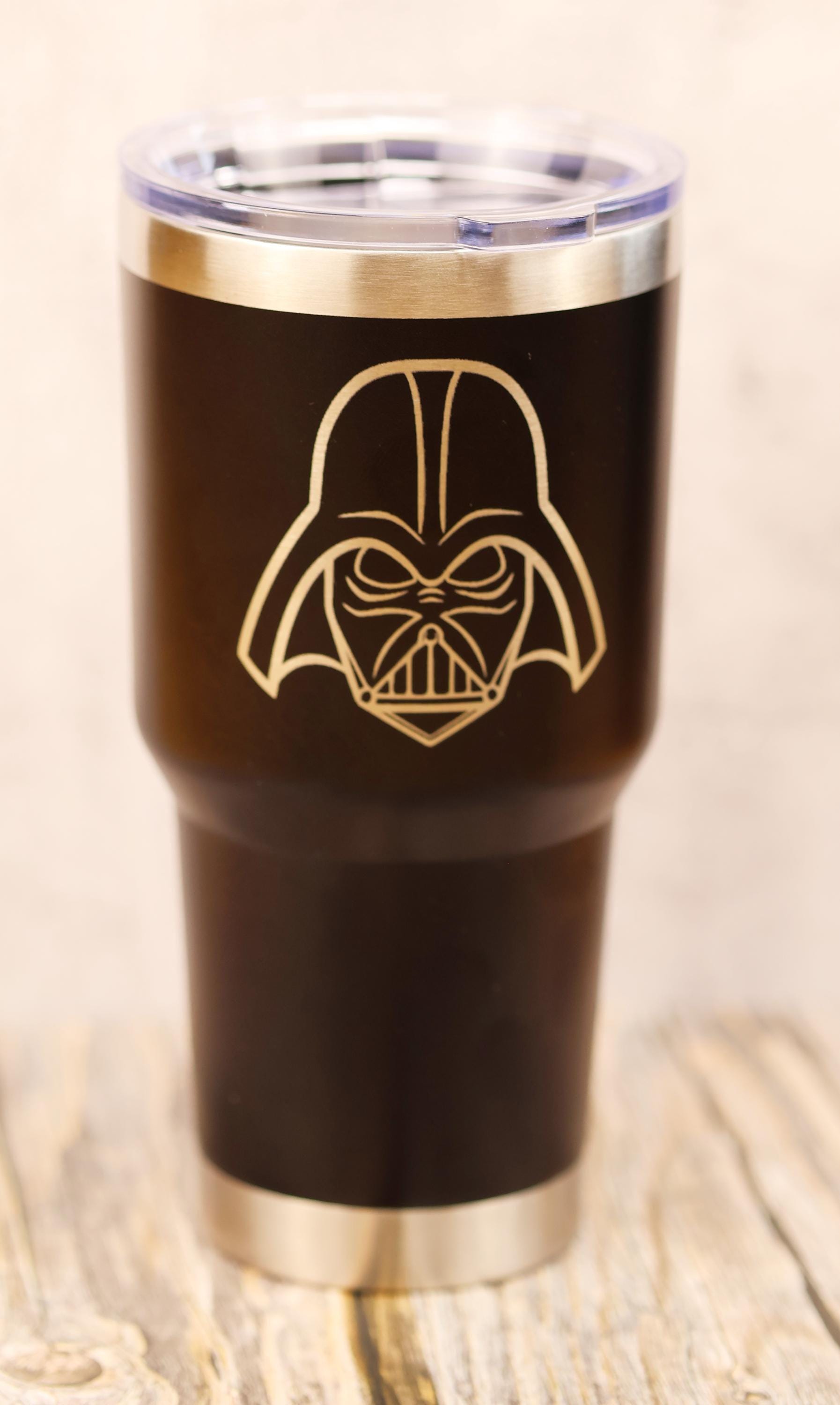 Darth vader tumbler: laser engraved star wars insulated travel cup
