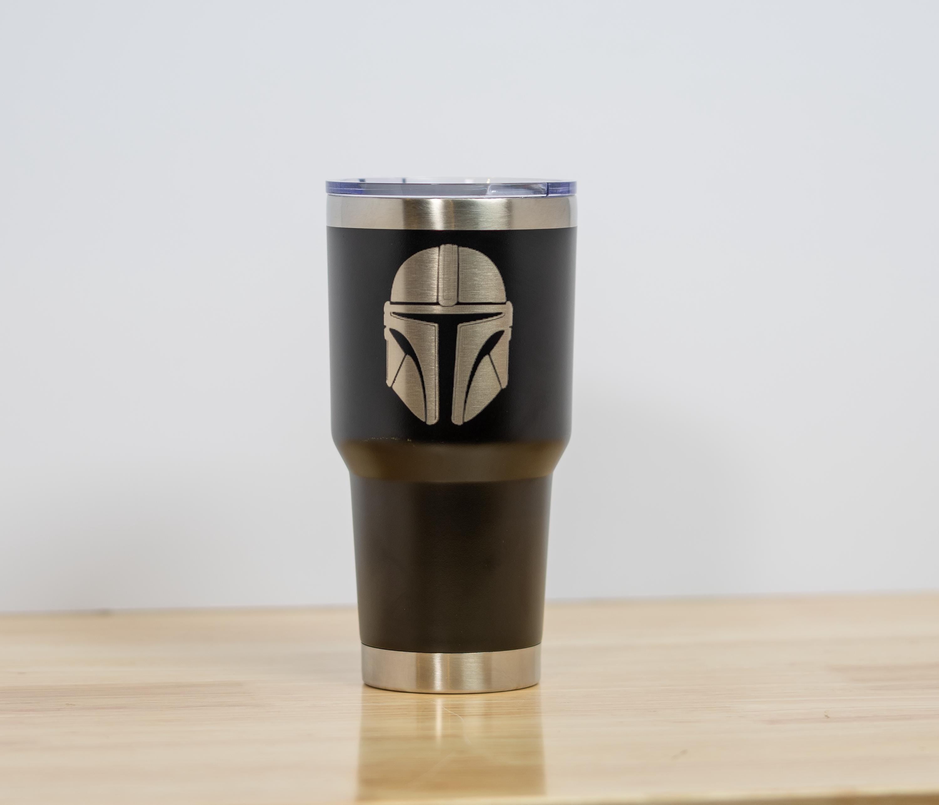 Star wars mandalorian 30oz laser engraved stainless steel tumbler with lid | insulated travel cup | star wars fan gift