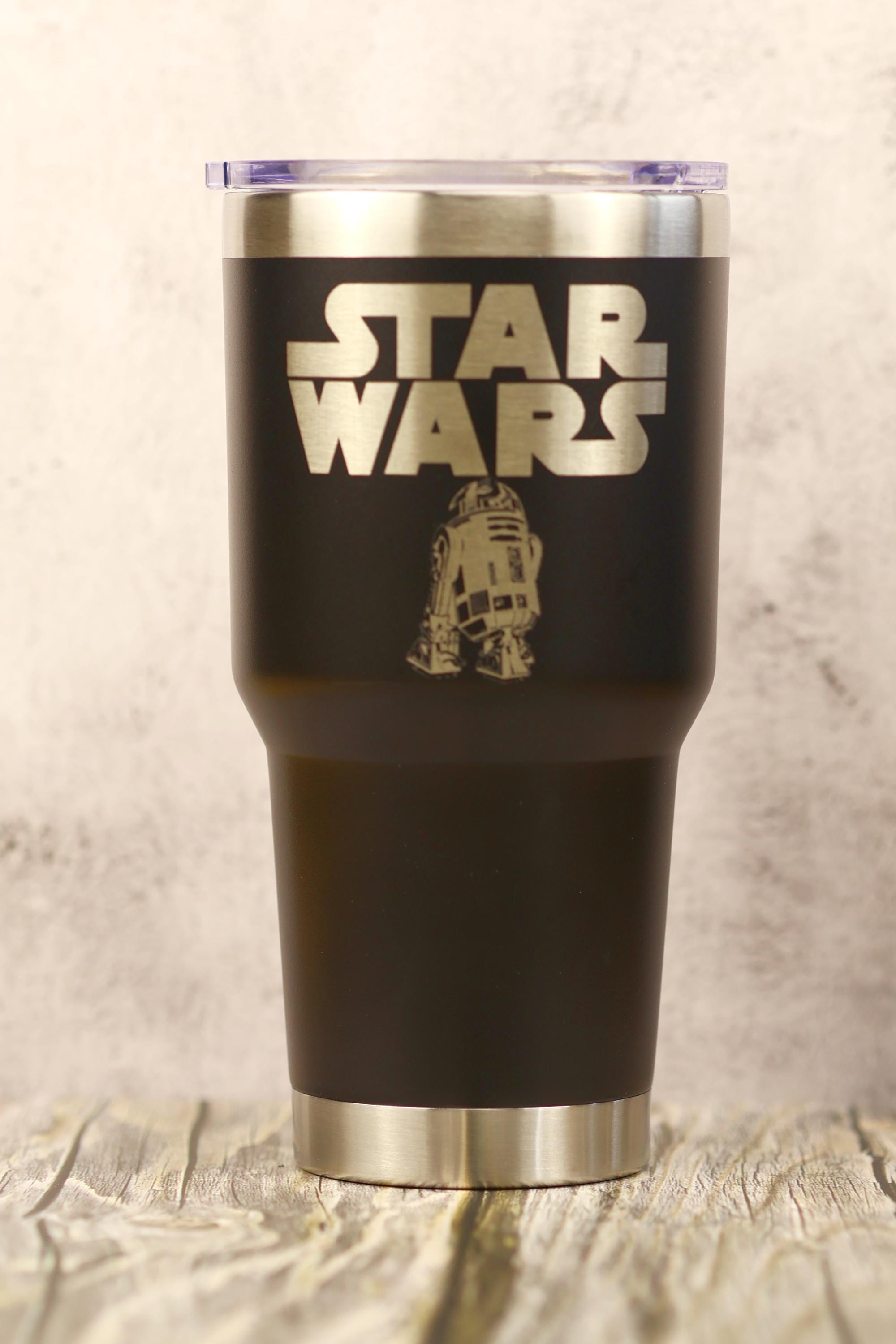 R2-d2 laser engraved stainless steel tumbler: star wars travel cup