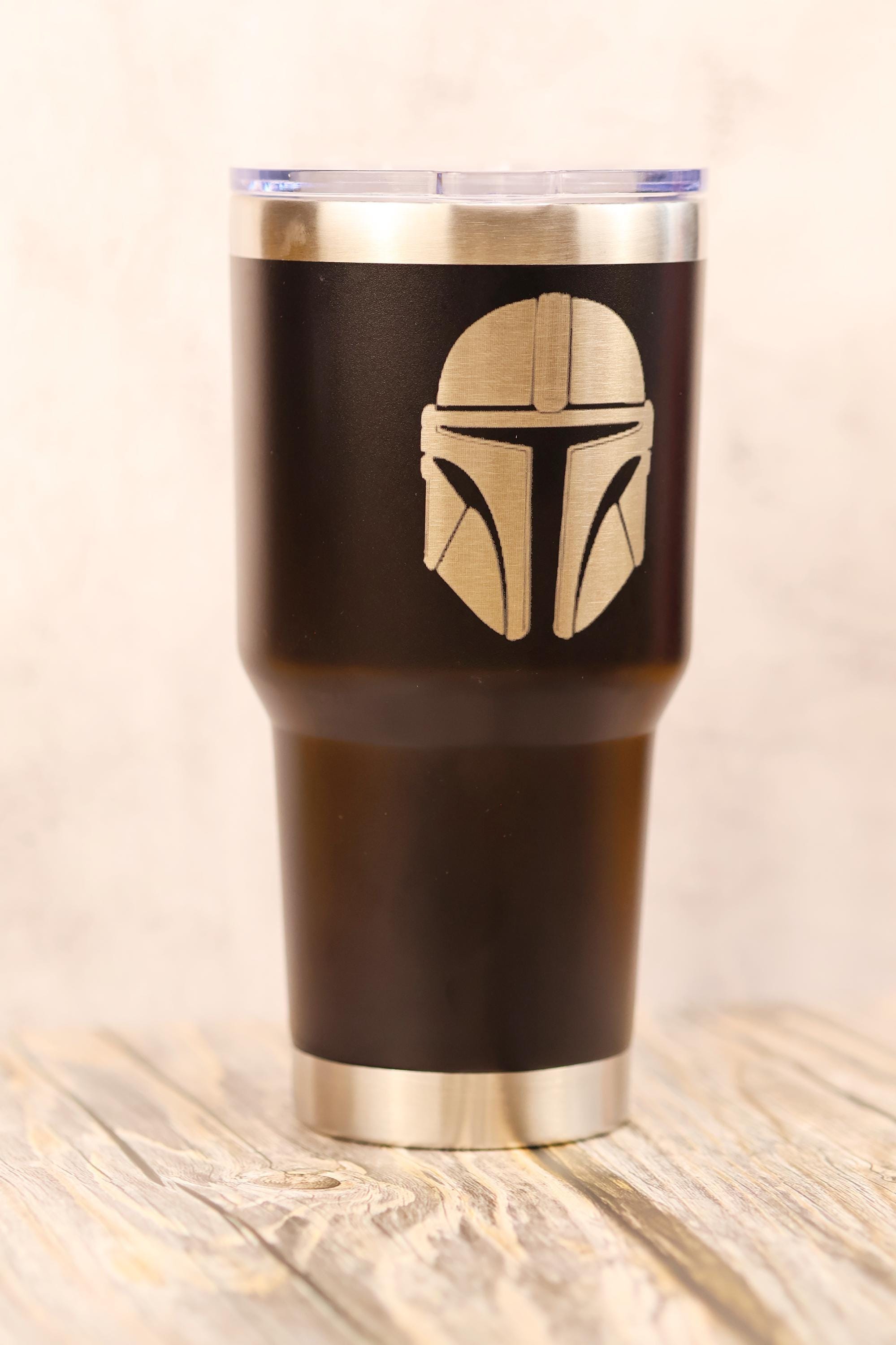 Star wars mandalorian 30oz laser engraved stainless steel tumbler with lid | insulated travel cup | star wars fan gift