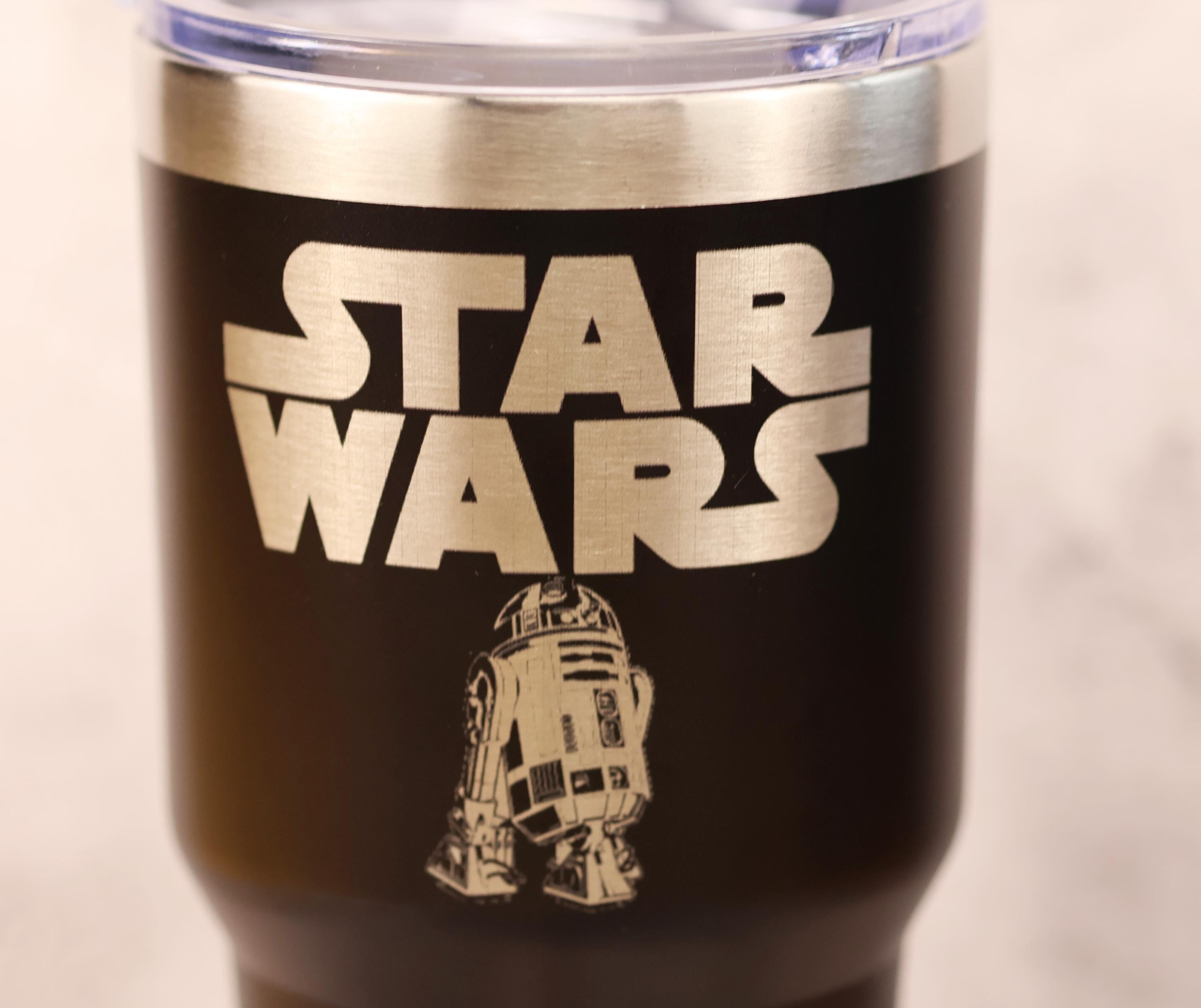 R2-d2 laser engraved stainless steel tumbler: star wars travel cup