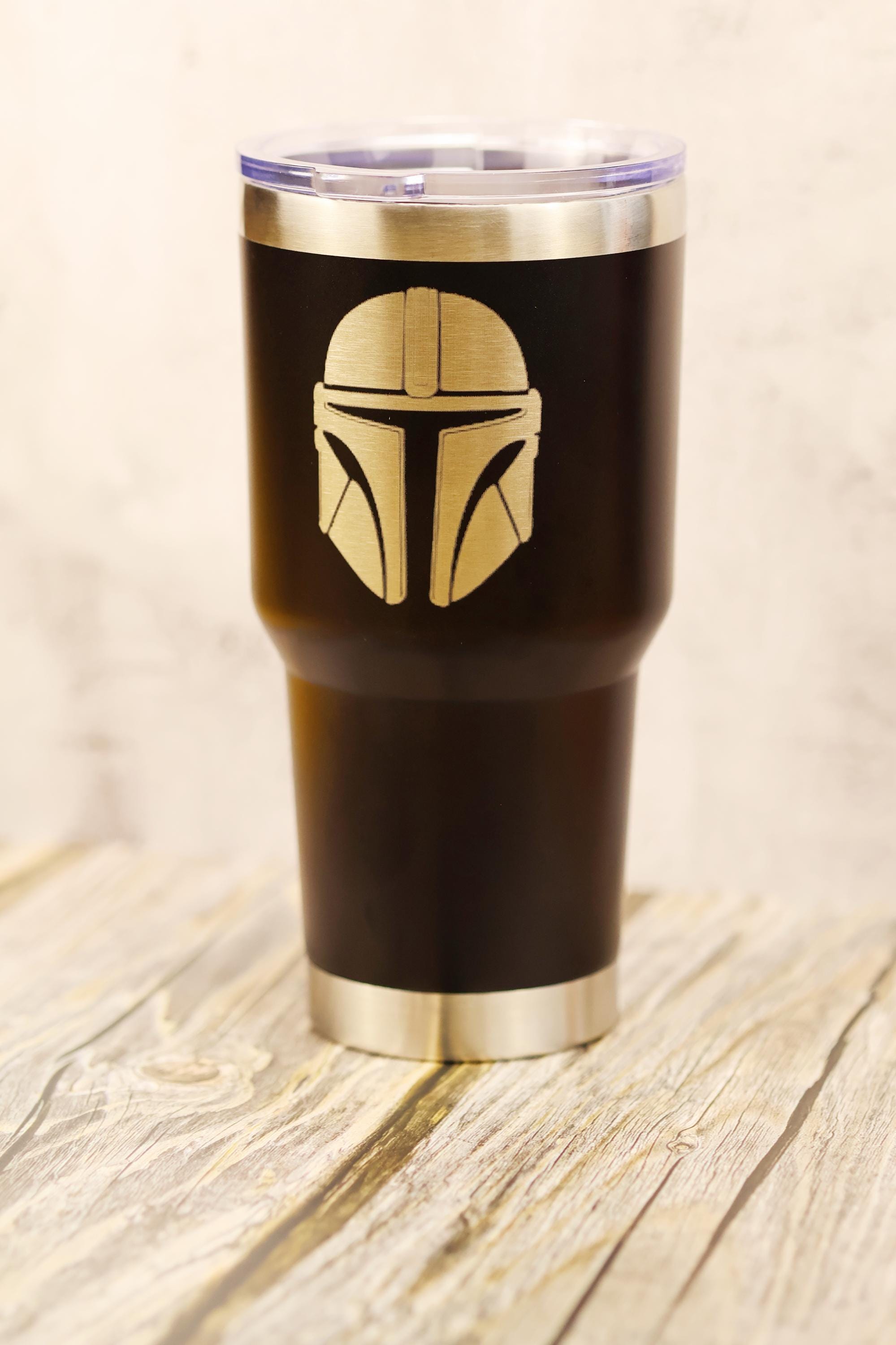 Star wars mandalorian 30oz laser engraved stainless steel tumbler with lid | insulated travel cup | star wars fan gift