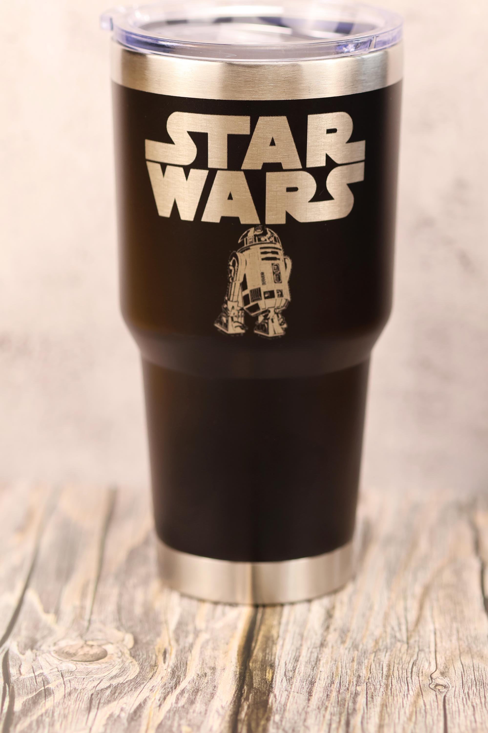 R2-d2 laser engraved stainless steel tumbler: star wars travel cup
