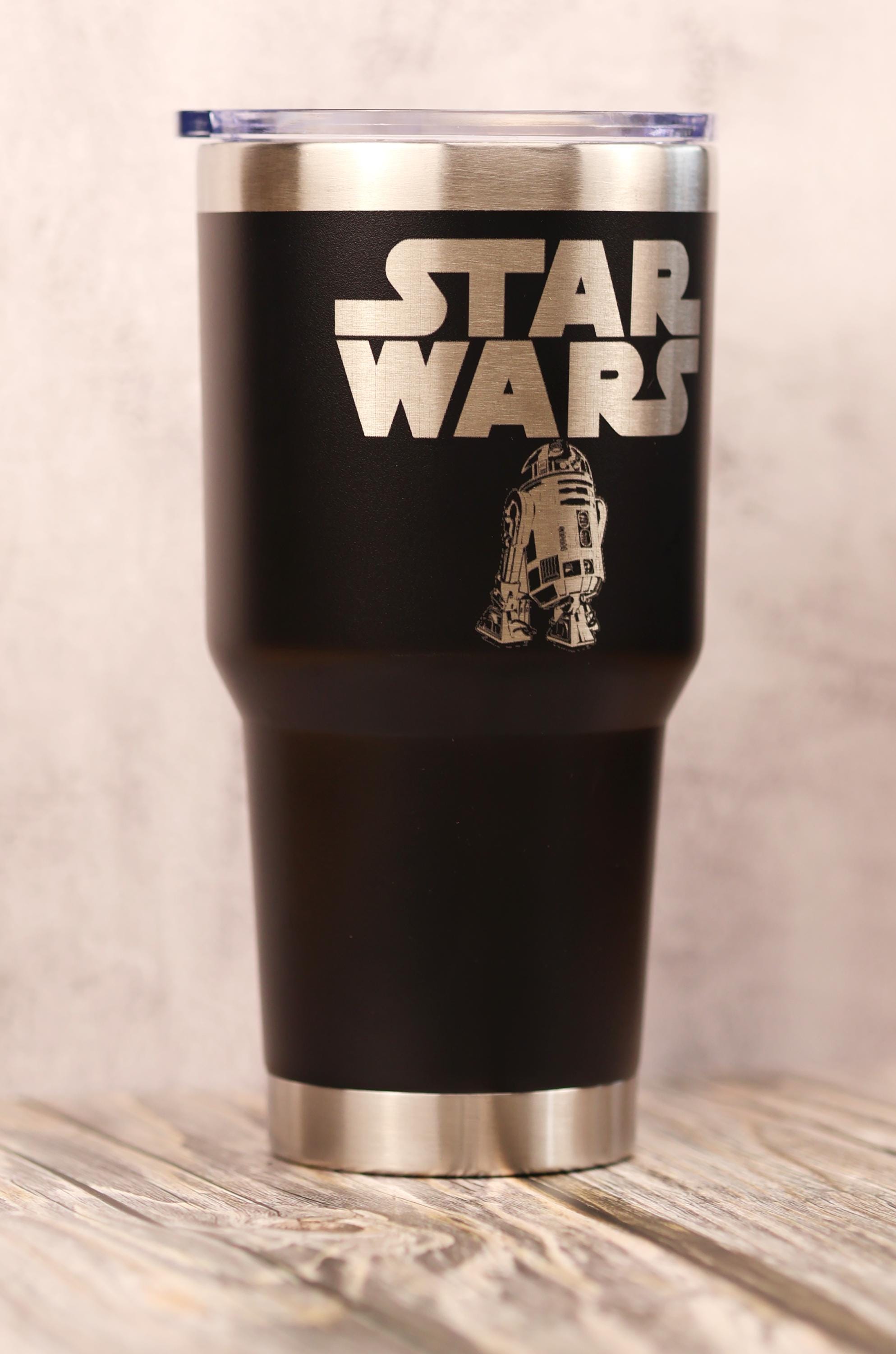 R2-d2 laser engraved stainless steel tumbler: star wars travel cup