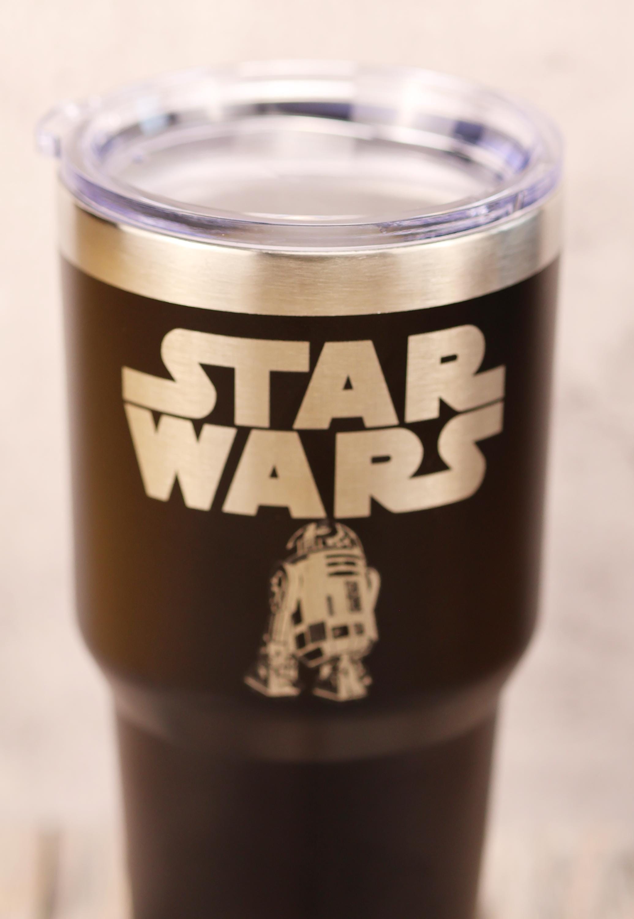 R2-d2 laser engraved stainless steel tumbler: star wars travel cup