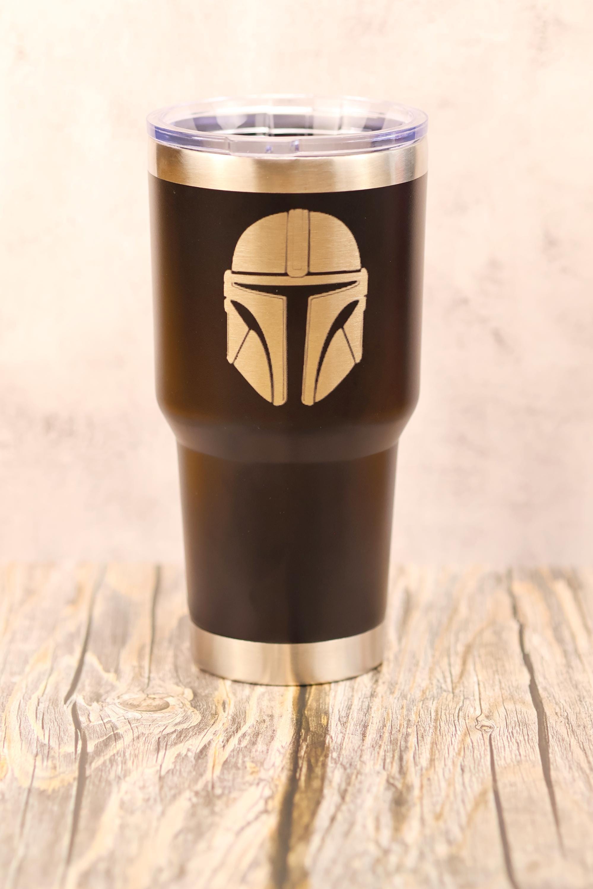 Star wars mandalorian 30oz laser engraved stainless steel tumbler with lid | insulated travel cup | star wars fan gift