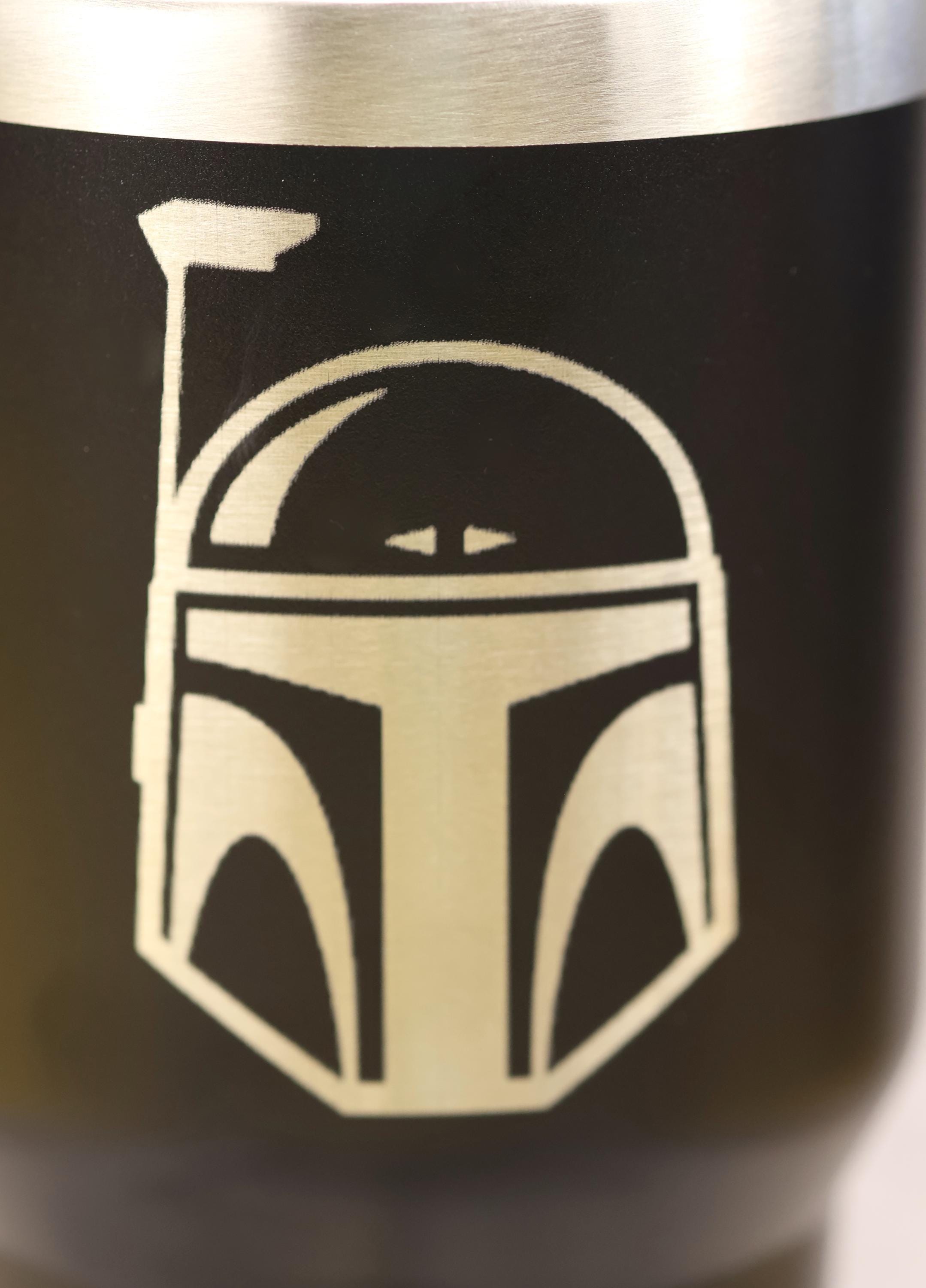 Boba fett tumbler: laser engraved star wars travel cup