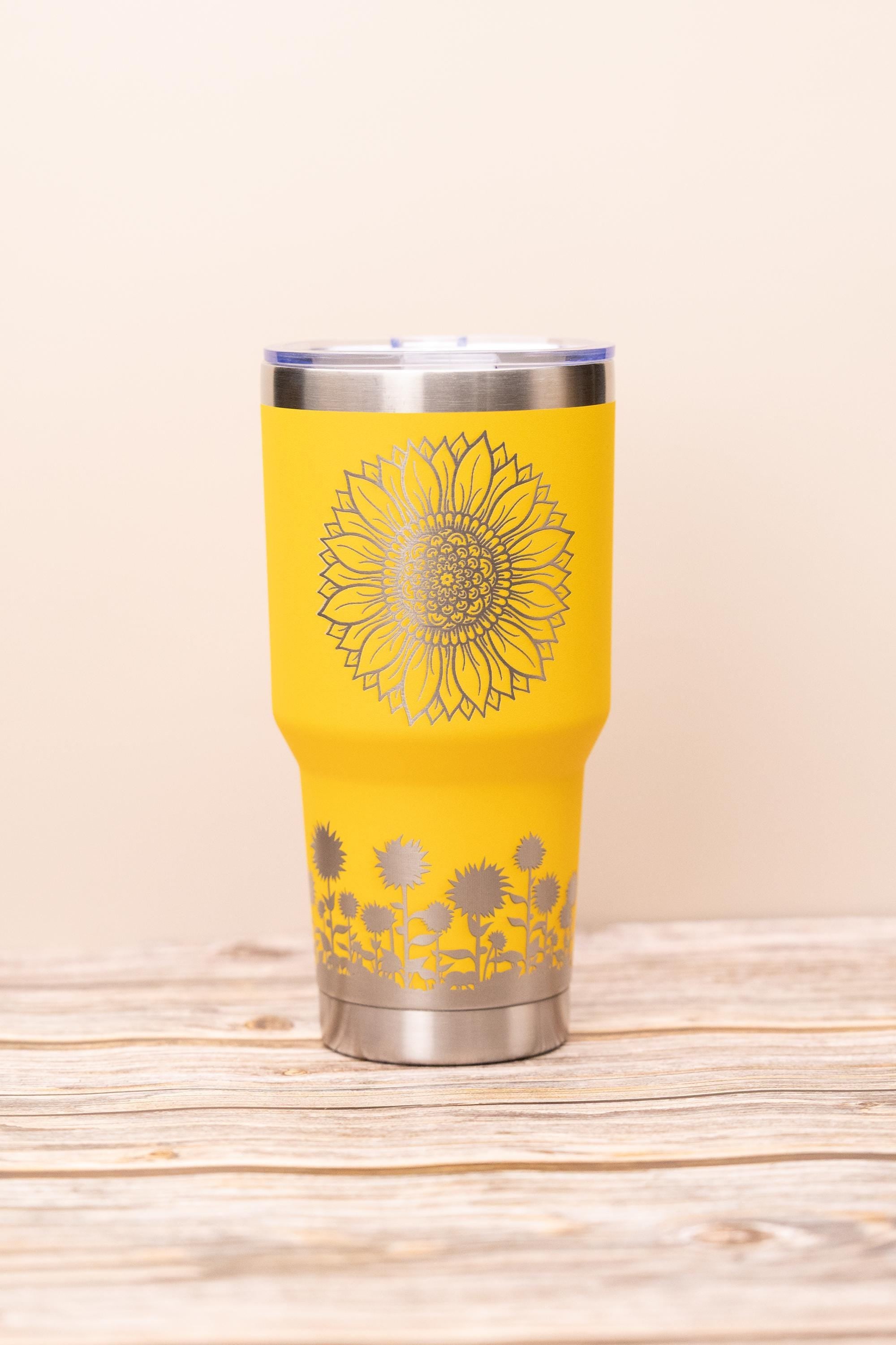 Sunflowers 30oz laser engraved stainless steel tumbler with lid | insulated travel cup | floral gift