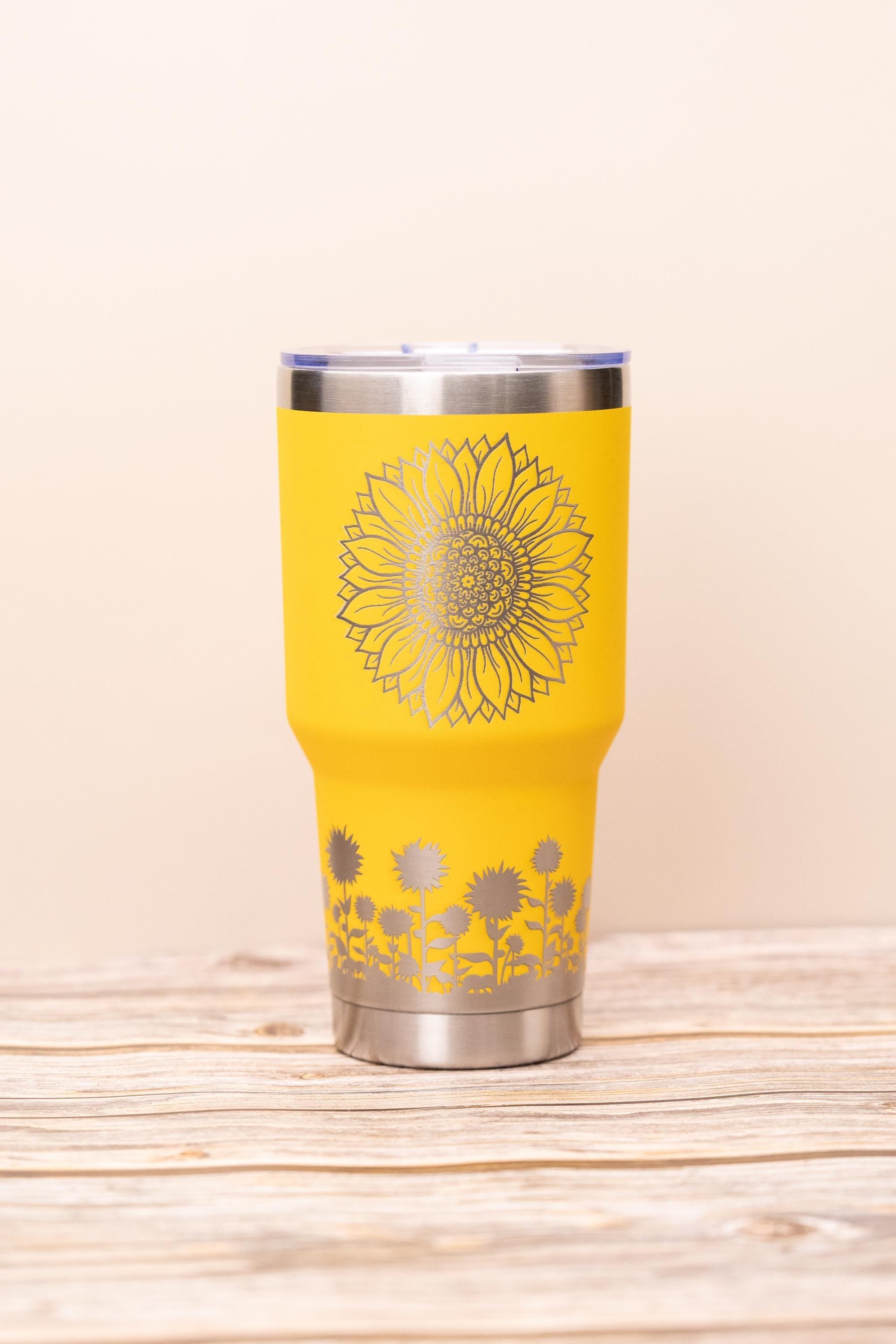 Sunflowers 30oz laser engraved stainless steel tumbler with lid | insulated travel cup | floral gift