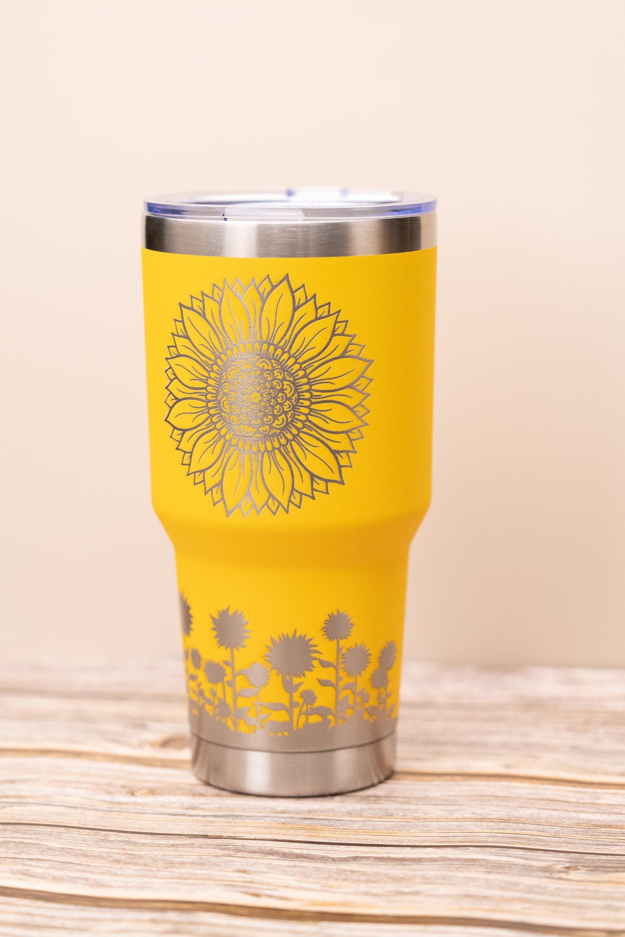 Sunflowers 30oz laser engraved stainless steel tumbler with lid | insulated travel cup | floral gift