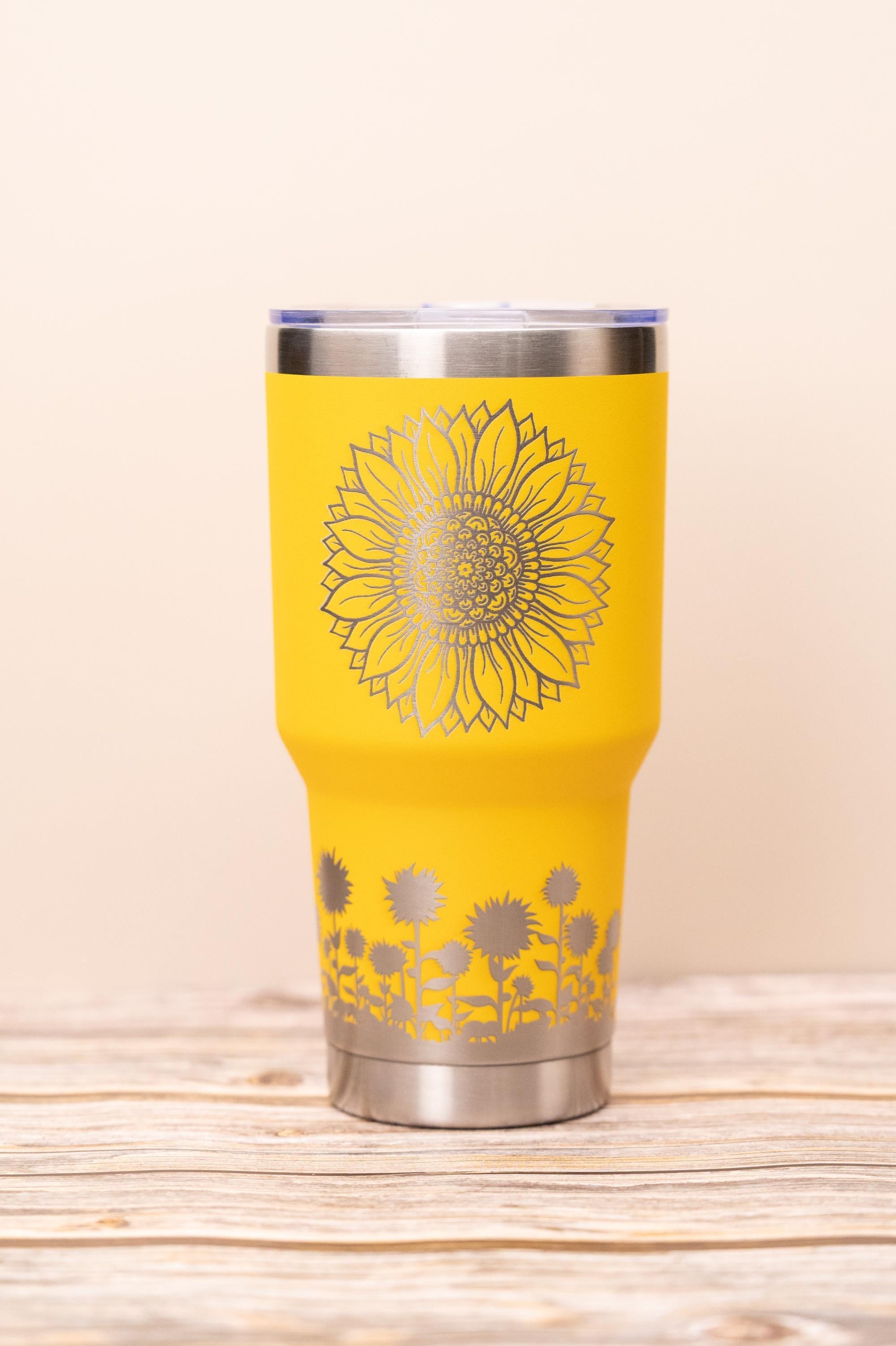 Sunflowers 30oz laser engraved stainless steel tumbler with lid | insulated travel cup | floral gift