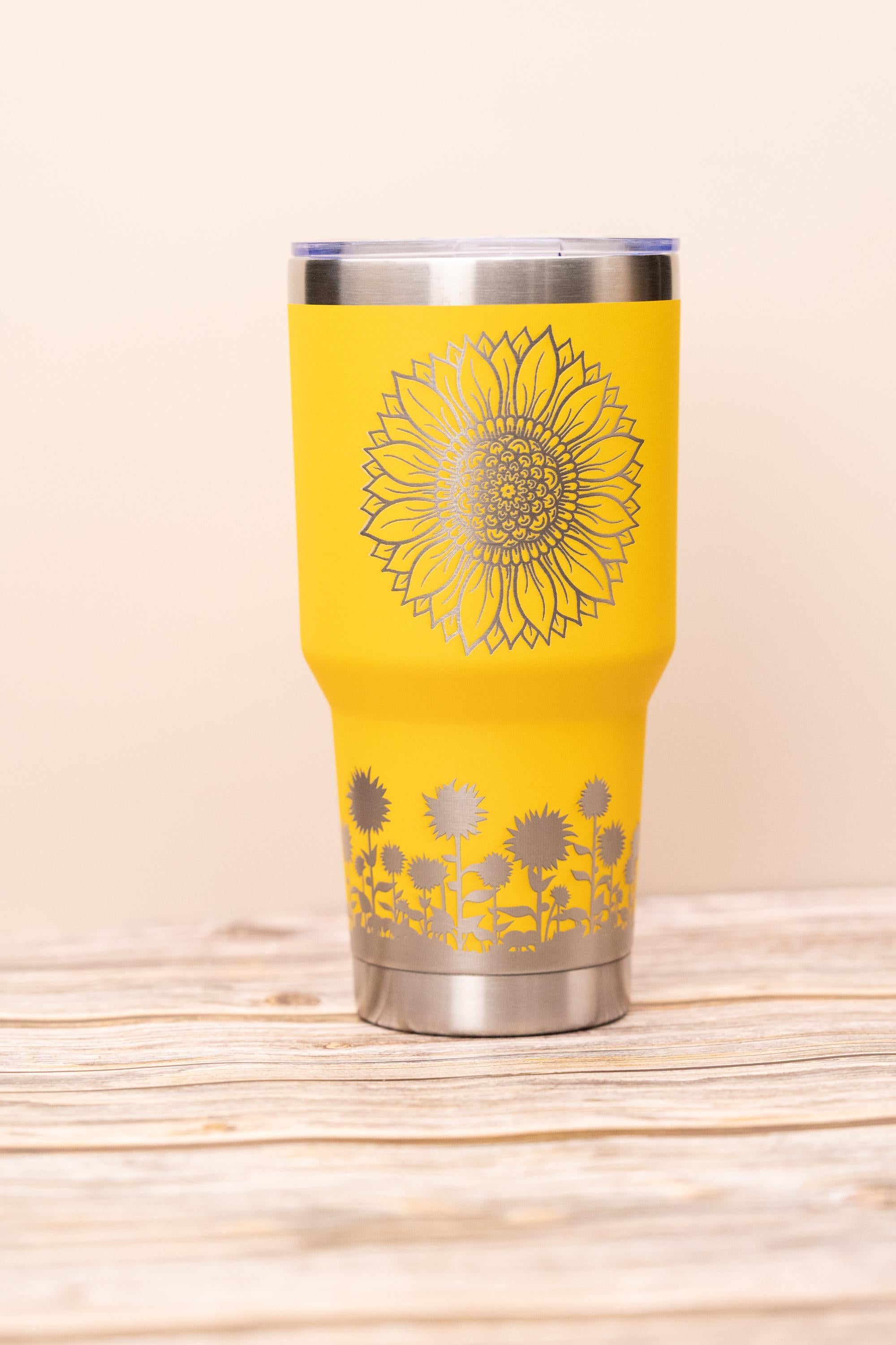 Sunflowers 30oz laser engraved stainless steel tumbler with lid | insulated travel cup | floral gift