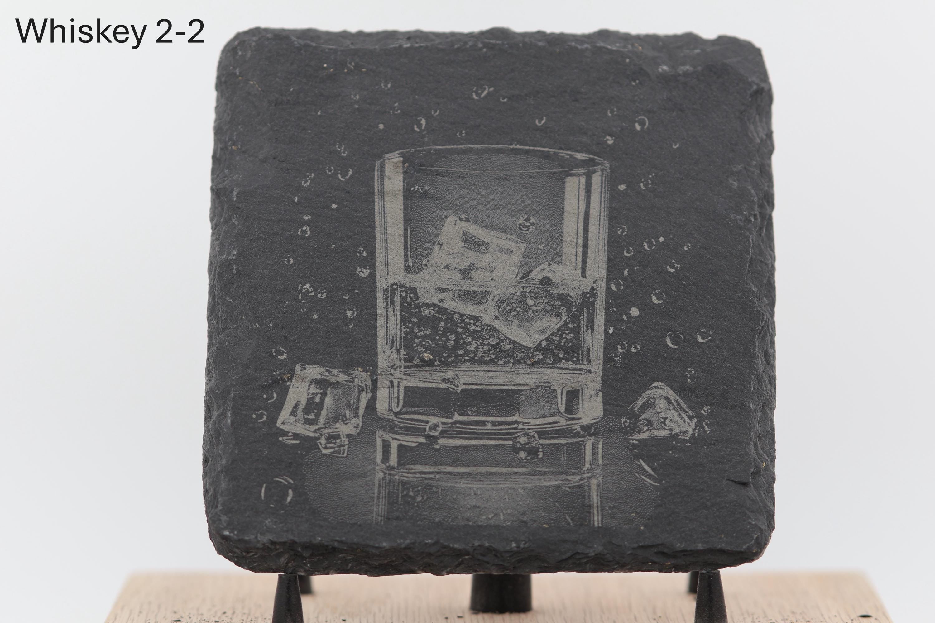 Laser engraved slate whiskey coasters: pick & choose home bar decor